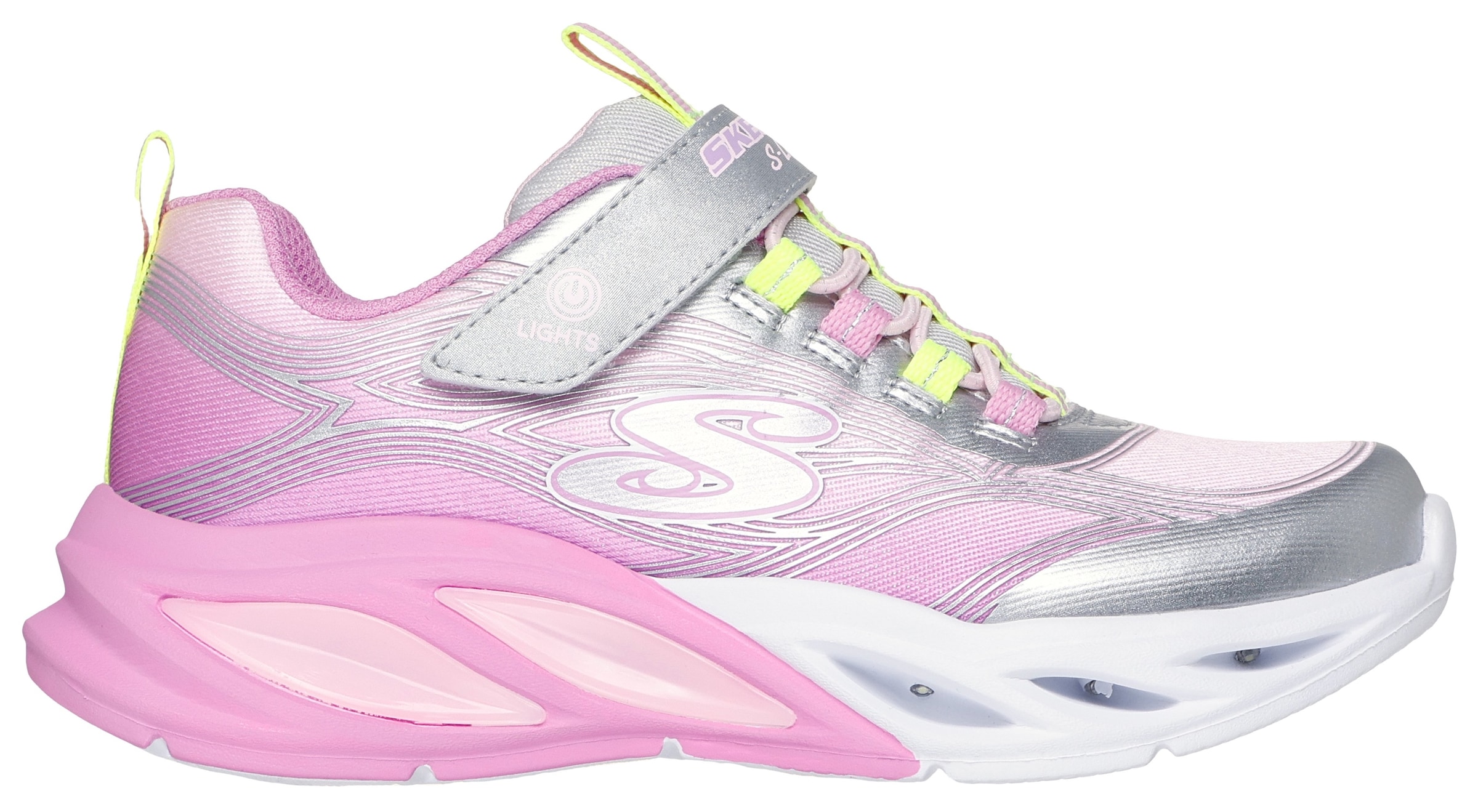 Skechers Sneaker »COSMIC GLOW LIGHTS«, Klettschuh mit Glitzer, Größenschablone zum Download