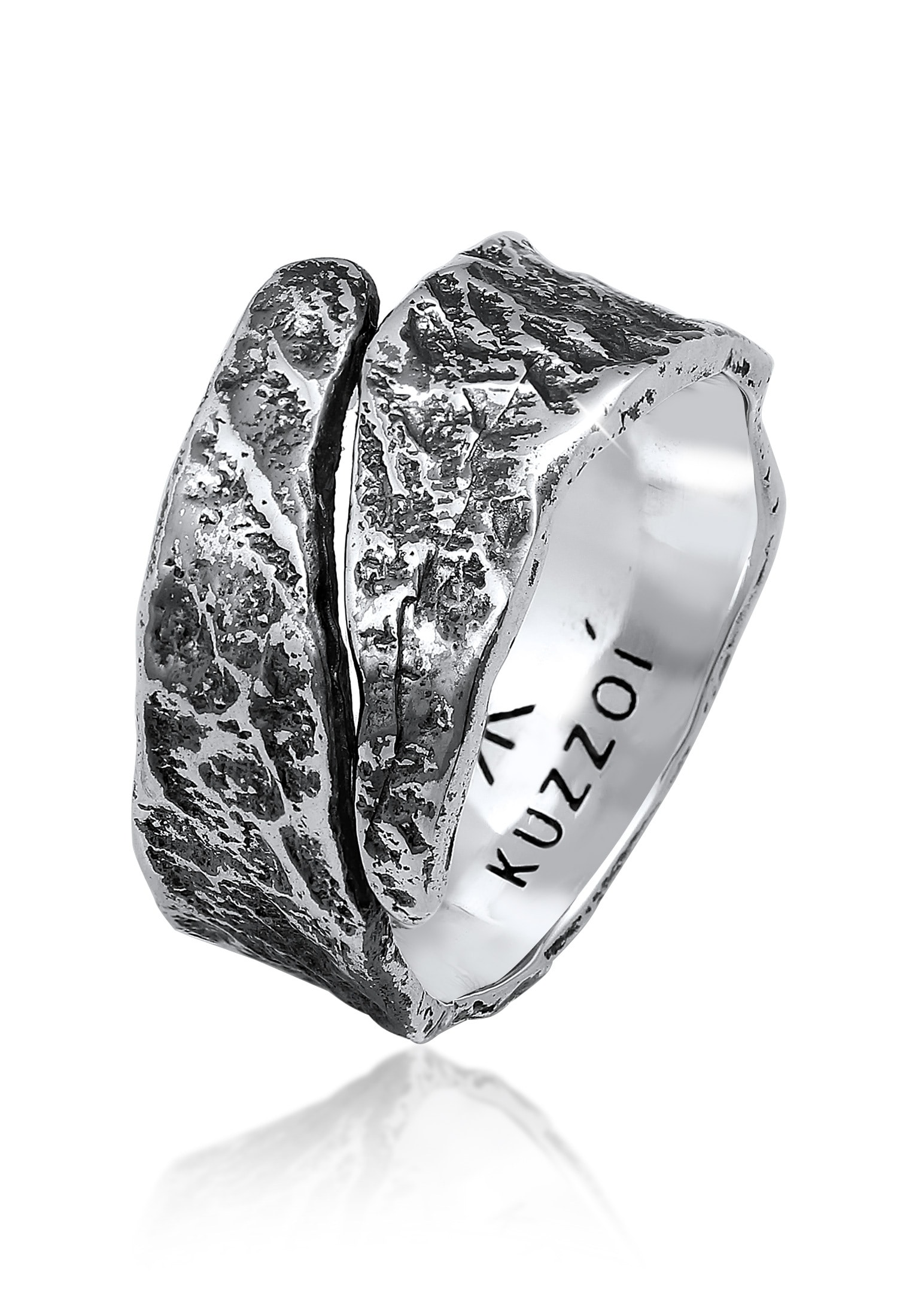 Kuzzoi Silberring »Bandring Struktur Used Look 925 Silber«