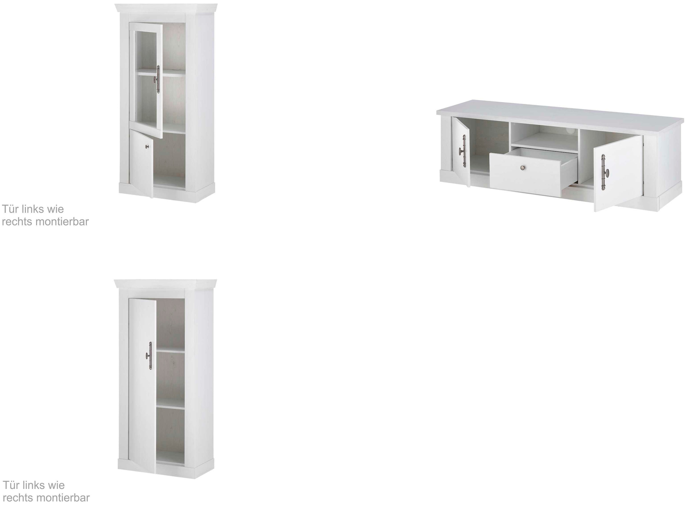 Home affaire Wohnwand »RAVENNA«, (3 St.), im romantischen Landhausstil, Griffe aus Metall, Softclose-Funktion