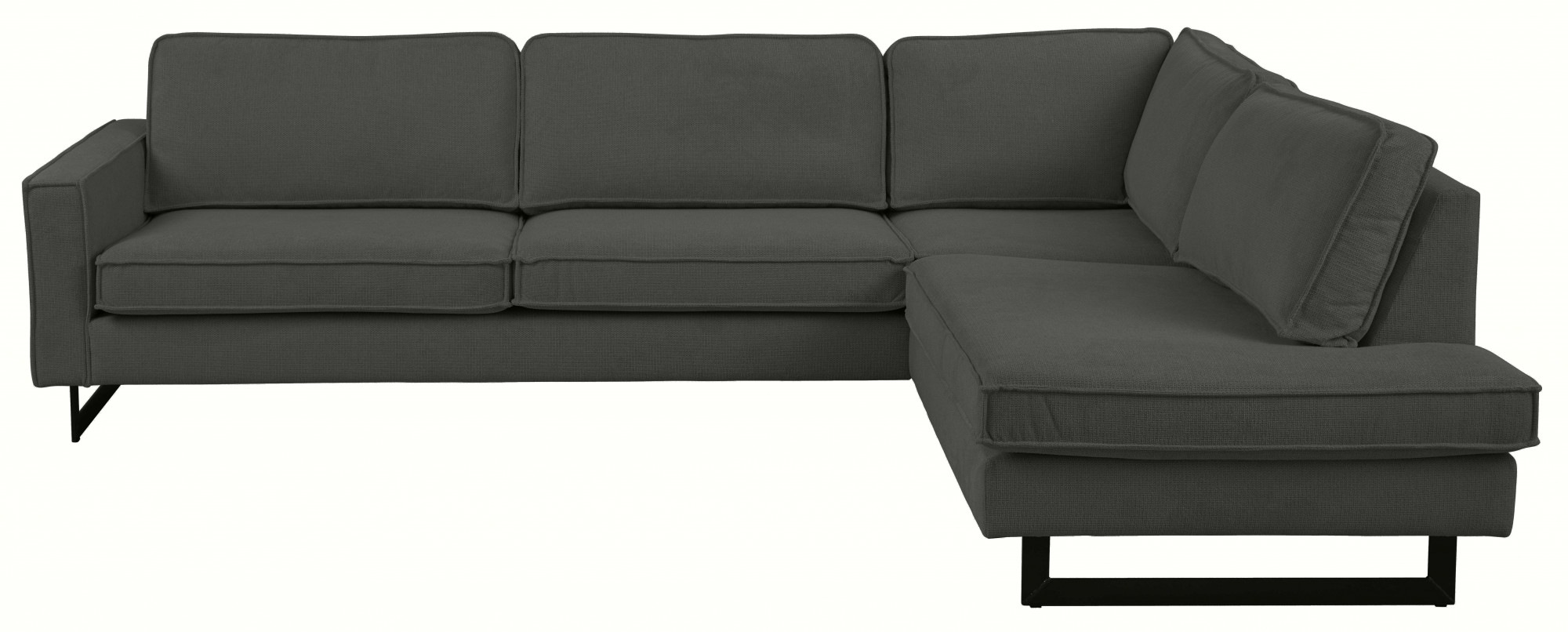 Places of Style Ecksofa »Pinto, 290 cm, Cord, Chenille, Lederoptik, Ottomane links / rechts«, mit Keder, schwarze Metallfüße, Wellenunterfederung