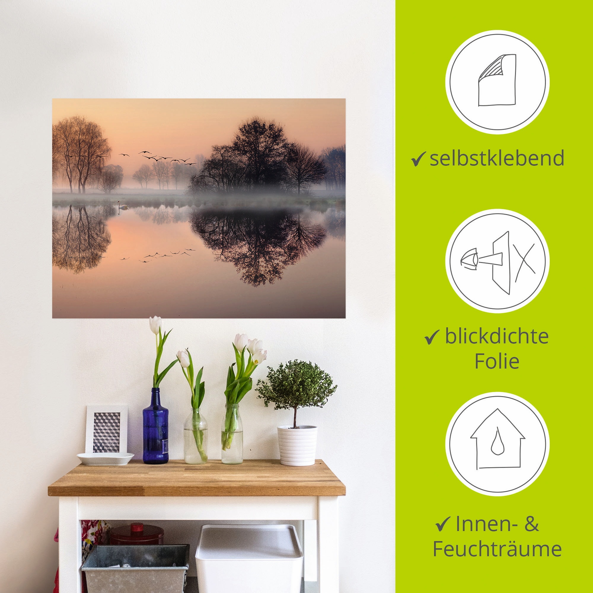 Artland Wandbild »Früh morgens am See....«, Gewässer, (1 St.), als Leinwandbild, Poster, Wandaufkleber in verschied. Größen