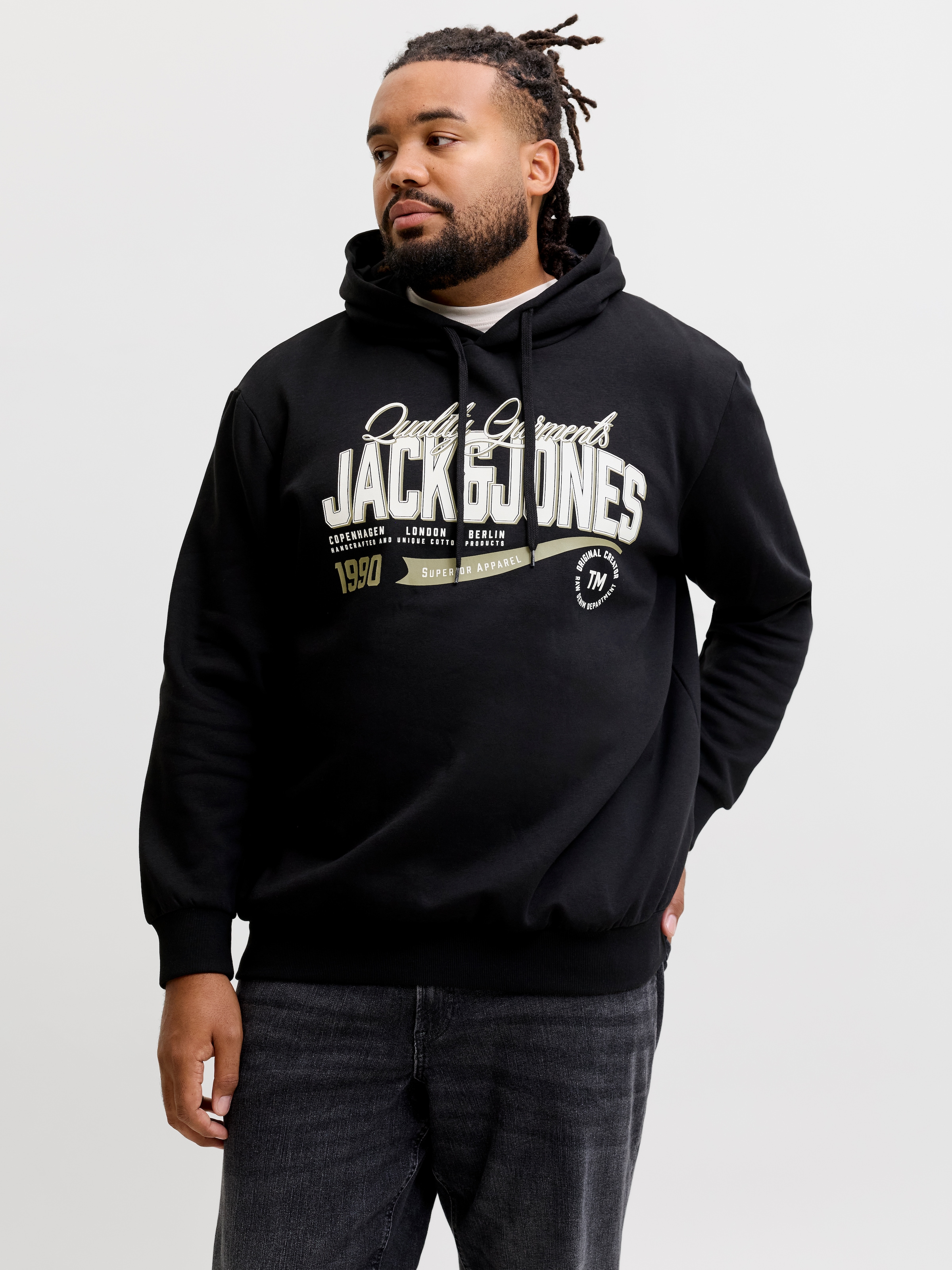 Jack & Jones PlusSize Kapuzensweatshirt »JJELOGO SWEAT HOOD 2 COL AW26 SN PLS«, Baumwollmischung, normal geschnitten
