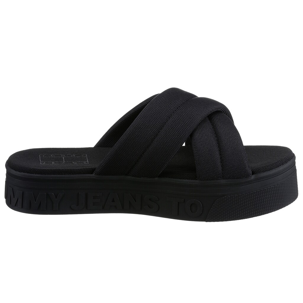 Tommy Jeans Pantolette »TOMMY JEANS FLTFRM SANDAL«, mit wattierter Kreuzbandage