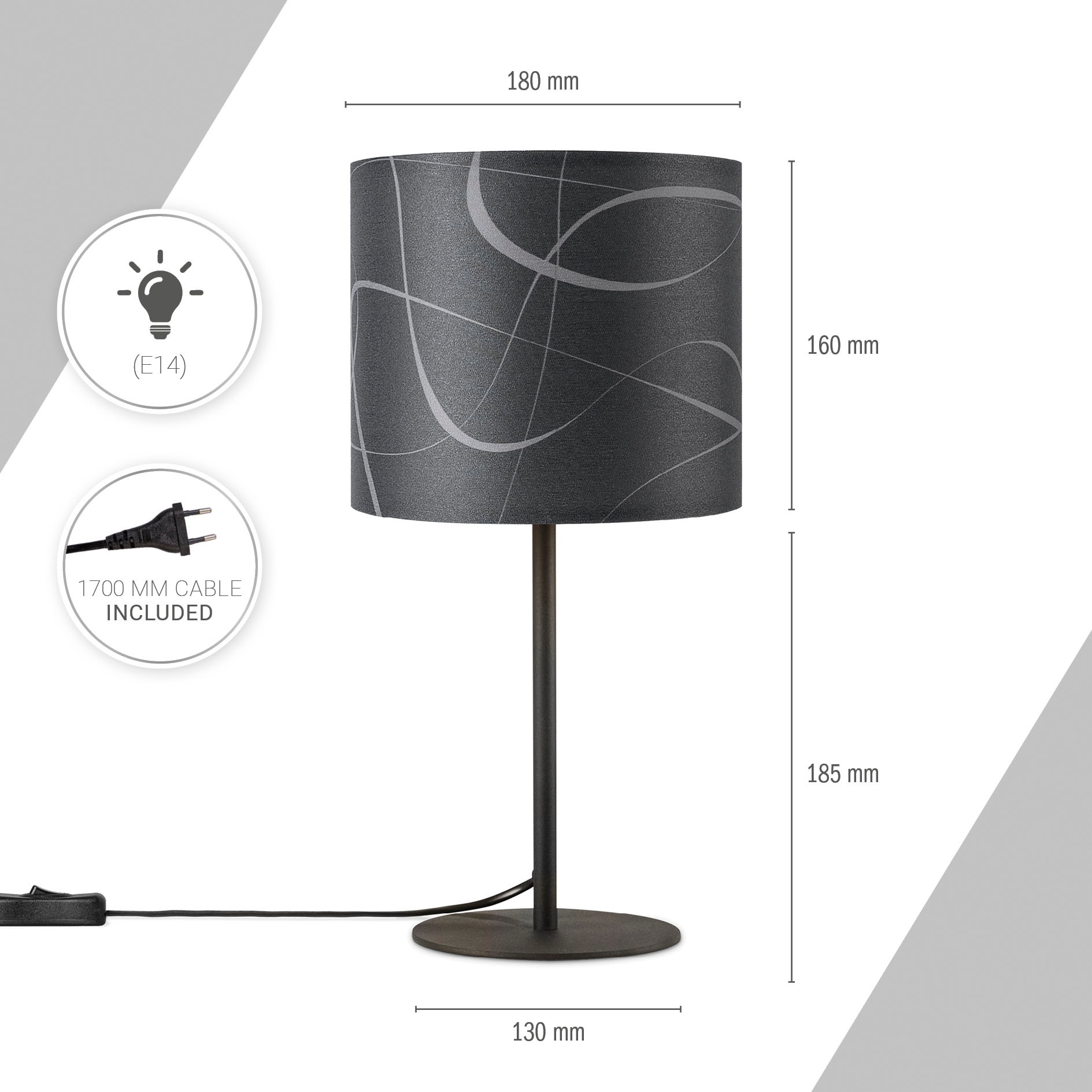 Paco Home Tischleuchte »Luca Tribal«, Leuchtmittel E14 | ohne Leuchtmittel, Schirm Retro Nacht Schlafzimmer Modern Uni Mit Muster E14