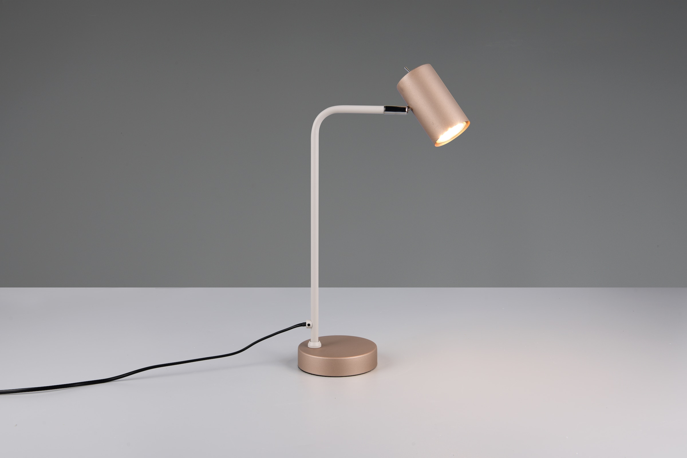 TRIO Leuchten Schreibtischlampe »MARLEY, exkl. 1x GU10 max 5W, Tischleuchte Höhe 45cm«, 1 flammig, Leuchtmittel GU10 | Leuchtmittel wechselbar, mit Kippschalter, Leuchtenkopf schwenkbar, 150cm Anschlusskabel