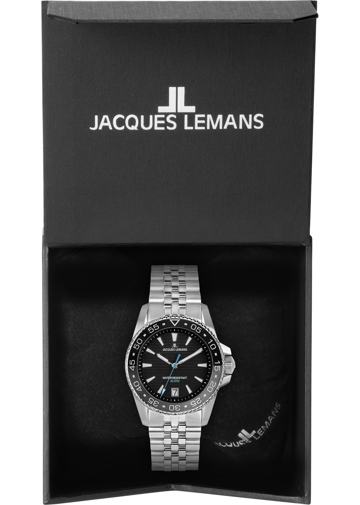 Jacques Lemans Quarzuhr »Liverpool Diver«, Armbanduhr, Herrenuhr, Edelstahlarmband, analog, Tag