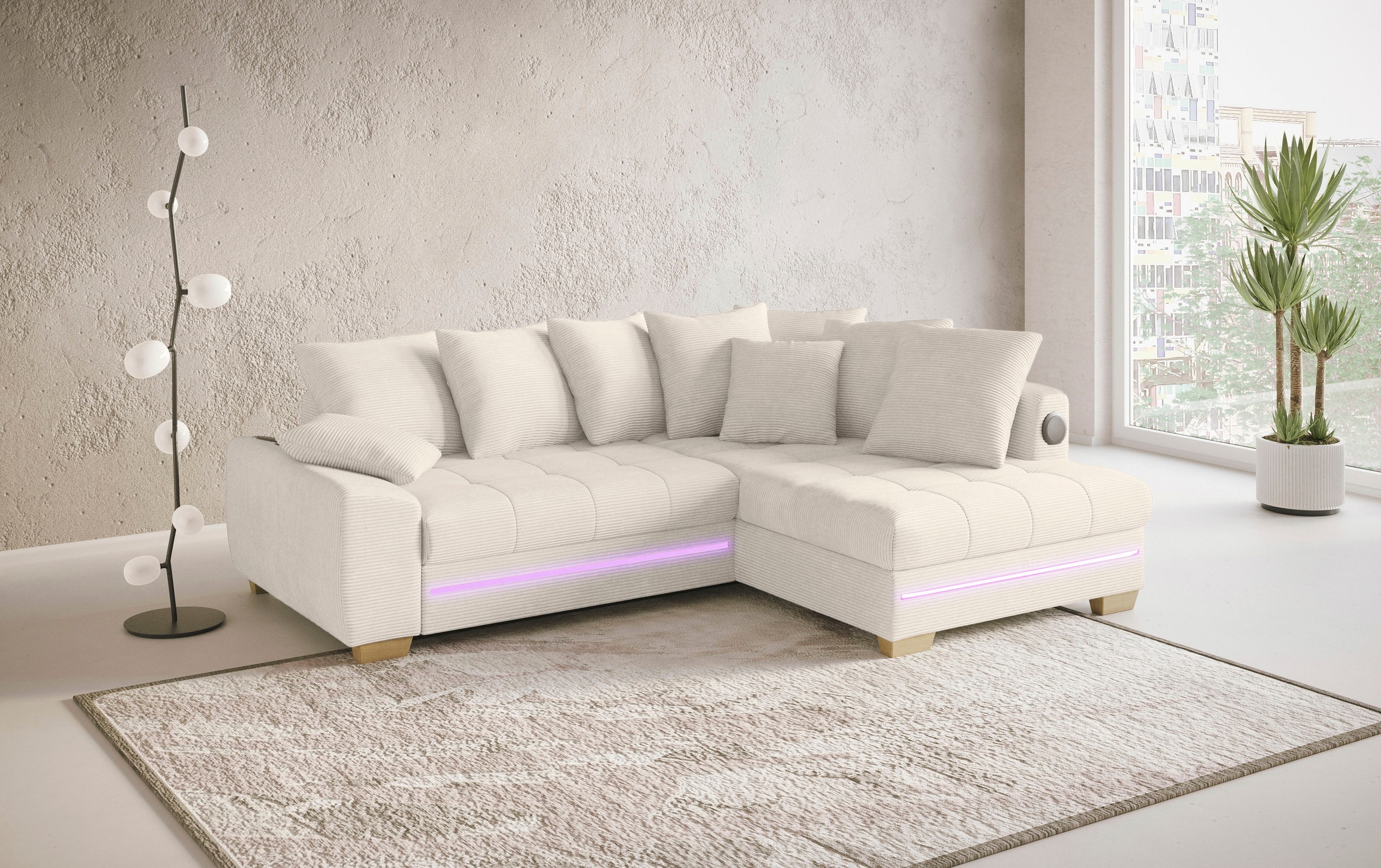 Mr. Couch Ecksofa »Nikita II, L-Form«, mit Kaltschaum, RGB-LED, Soundsystem günstig online kaufen