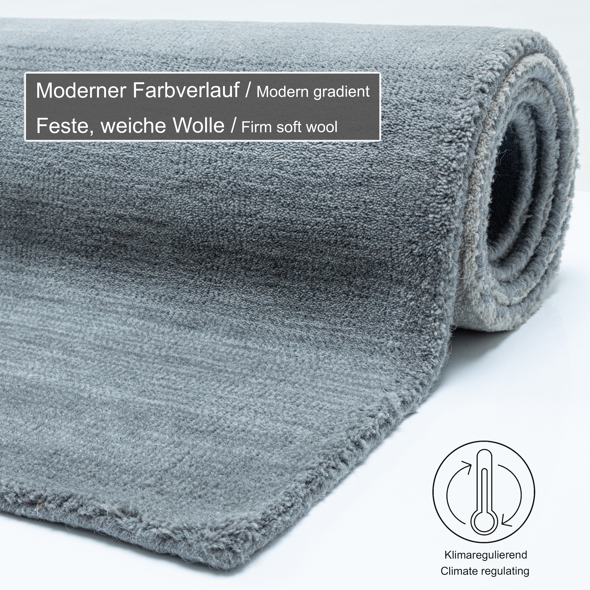 THEKO Wollteppich »Wool Comfort«, rechteckig, 14 mm Höhe, Handweb Teppich, reine Wolle, handgewebt, brilliante Farben, Scandi