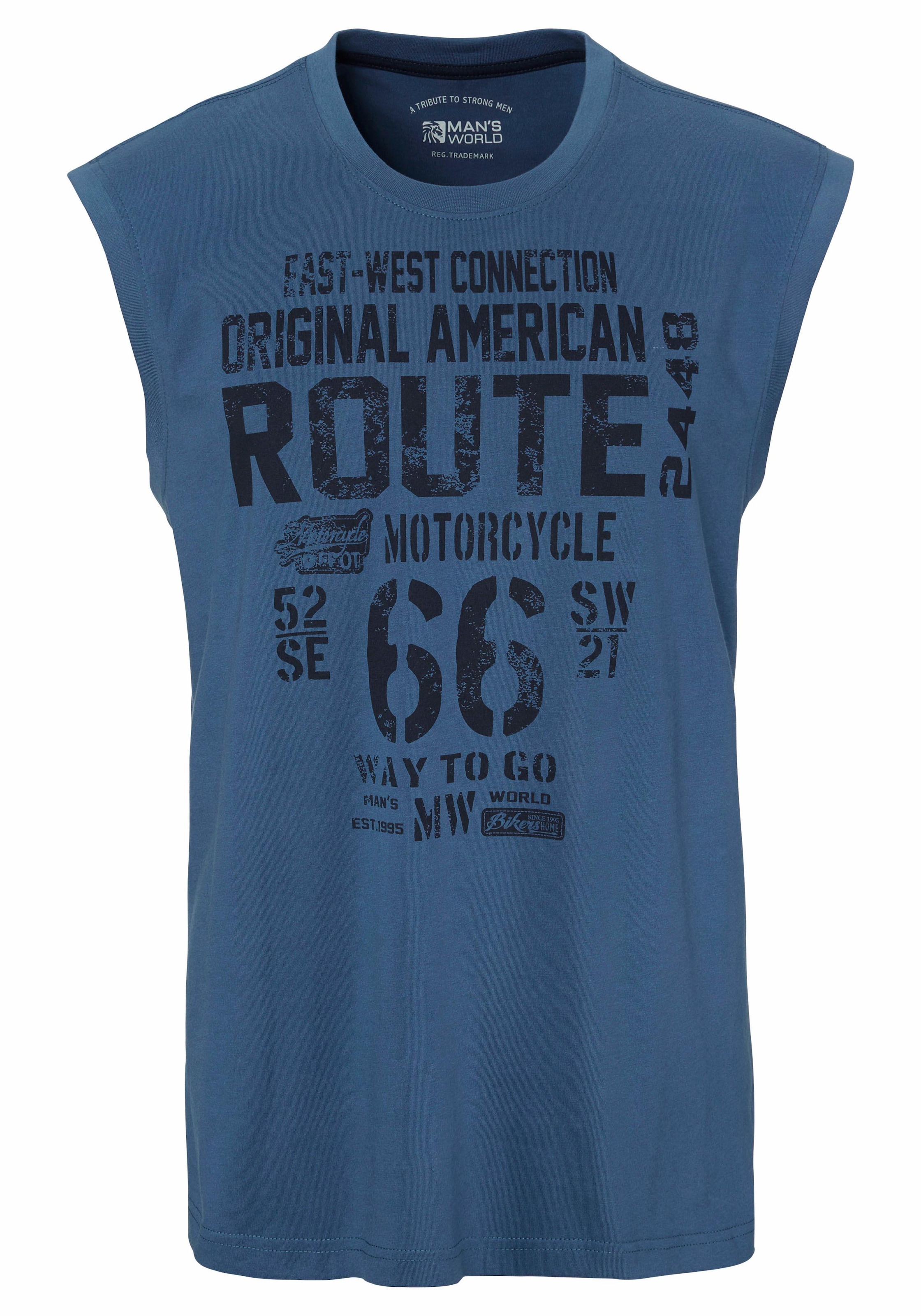 Man's World Muscleshirt, (2er-Pack), ärmellos, bedruckt, Rundhalsausschnitt, aus 100% Baumwolle