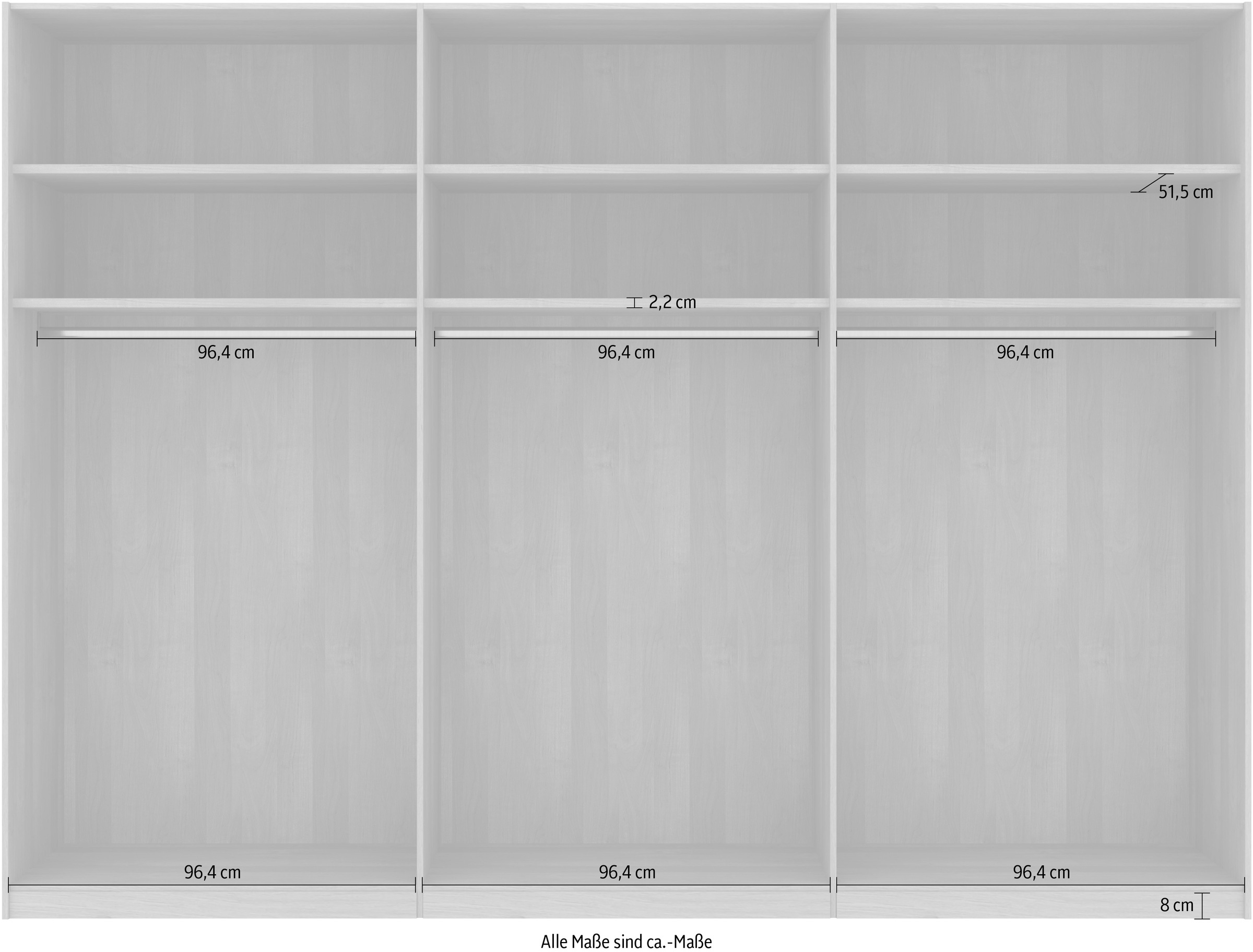 Musterring Schwebetürenschrank »Savona, Kleiderschrank, Schrank, Garderobe, mit Schiebetüren«, (Teilmassiv Bianco-Eiche, mit Spiegel oder Glas, MADE IN GERMANY), Türen Bianco-Eiche massiv, Spiegel-/Glastüren, eingelegte Chromleiste