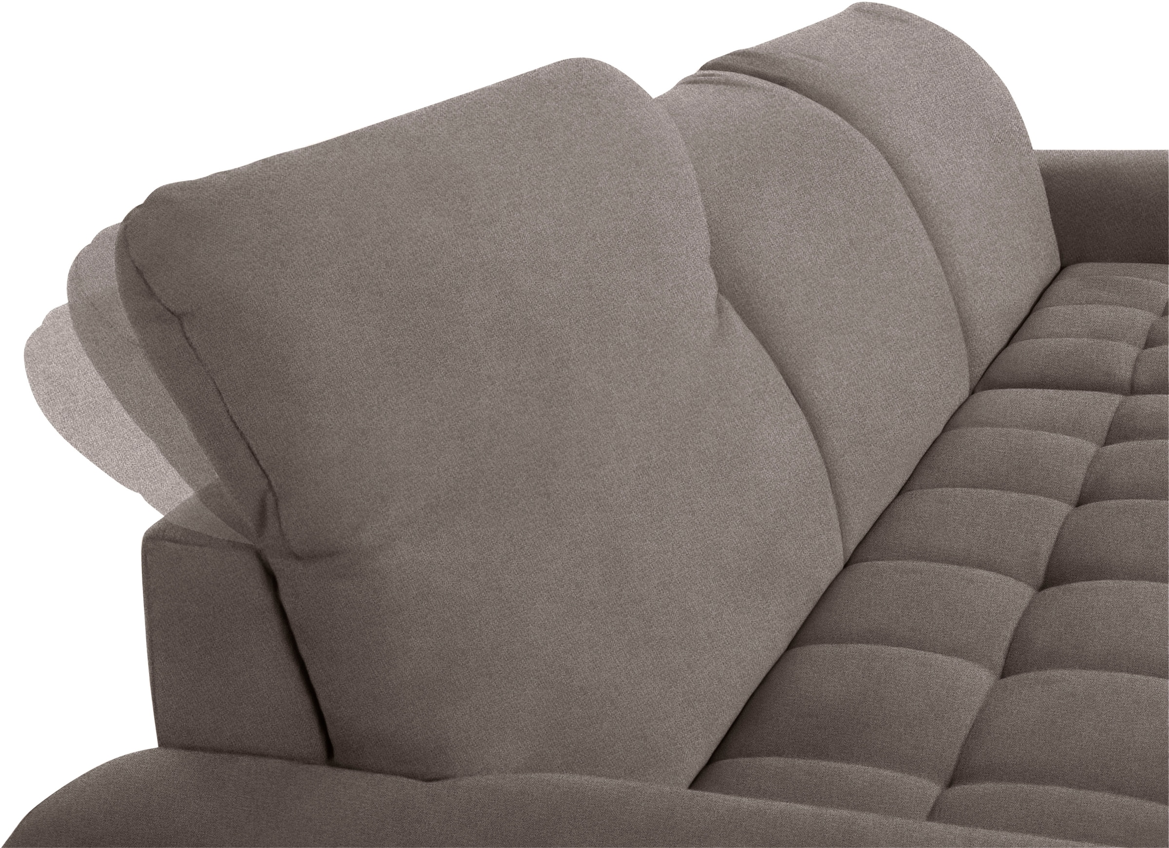 DOMO collection Ecksofa »Franzi, zeitlos und elegant, moderne Sitzheftung, L-Form«, wahlweise mit Kopfteilverstellung (dann Tiefe: 170 cm)