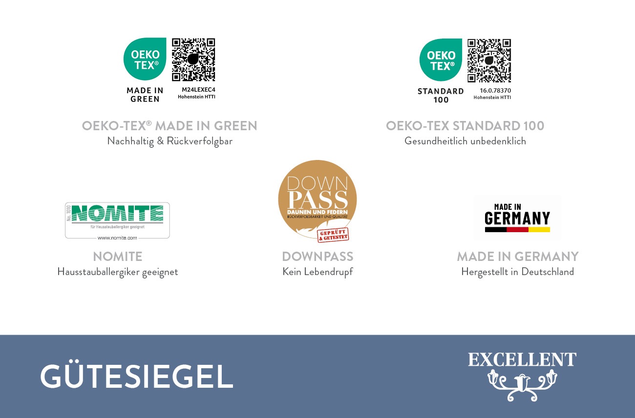 Excellent Federkopfkissen »Zürich, Kopfkissen in 40x80 und 80x80«, Füllung: 70% Federn, 30% Daunen, Bezug: 100% Baumwolle, (1 St.), allergikerfreundliches Kissen mit Daunenanteil