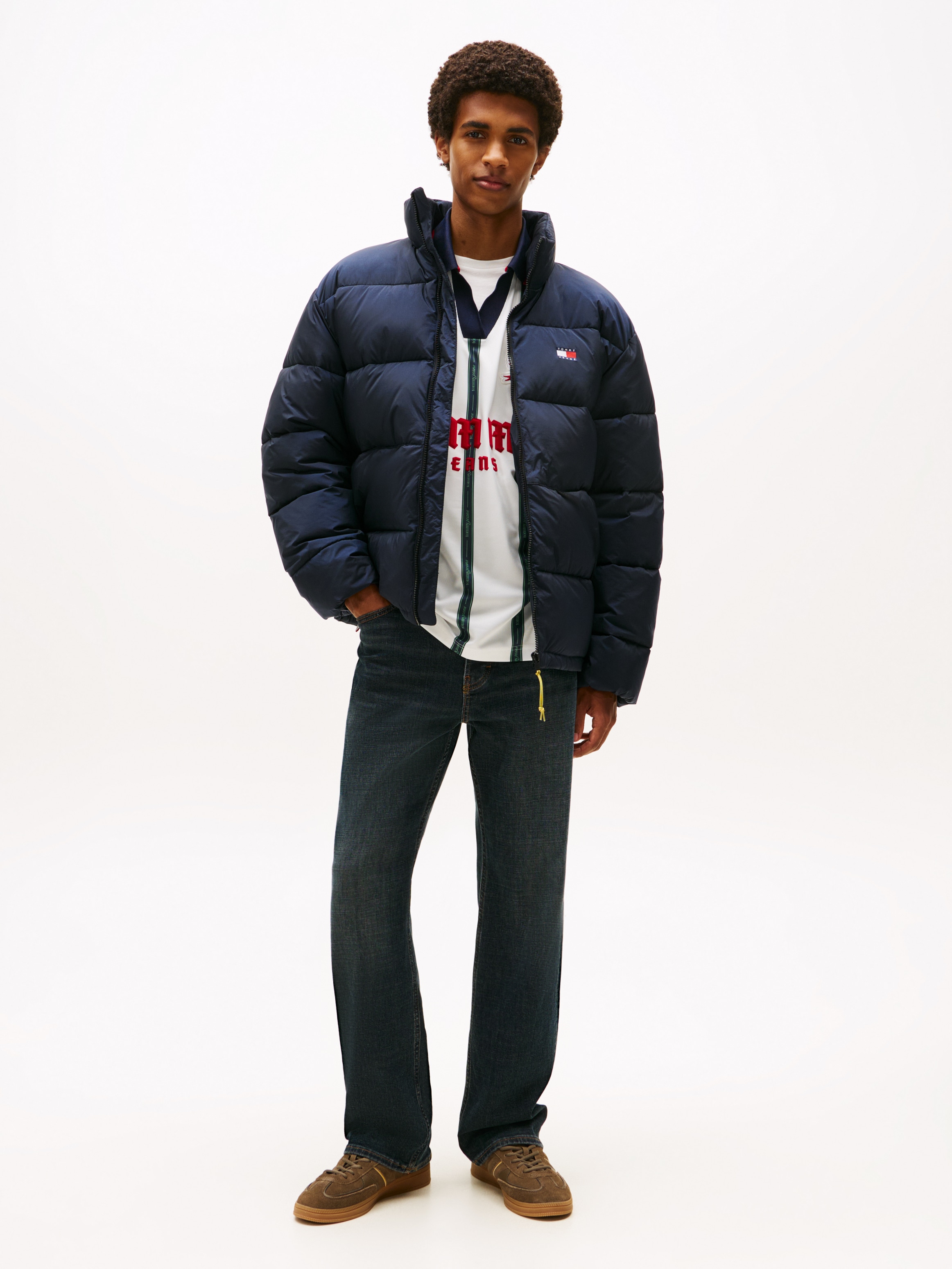 Tommy Jeans Steppjacke »VAIL PUFFER«, ohne Kapuze, Übergangsjacke Regular fit mit Rundhalsausschnitt