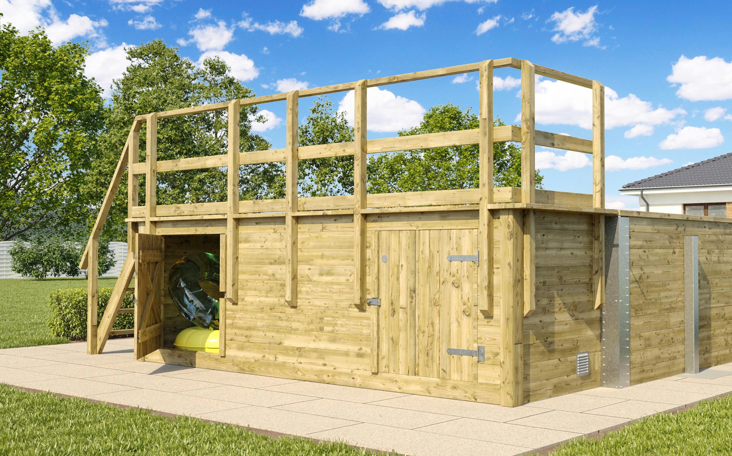 weka Rechteckpool »595 Gr. 1 mit Sonnendeck und Technikraum«, (Set, 10 tlg.), BxLxH: 309x416x116 cm