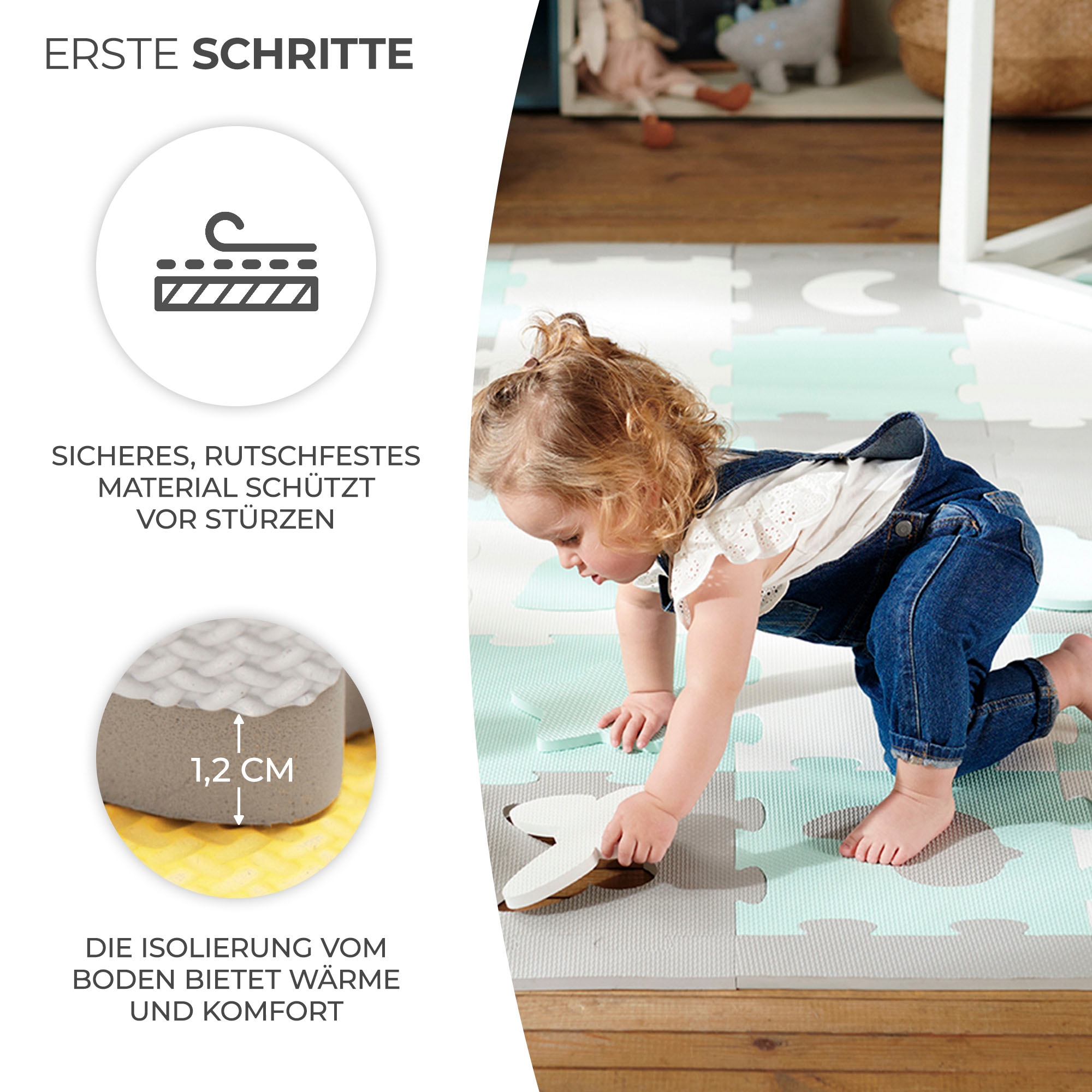 Kinderkraft Spielmatte »Schaumstoff-Puzzlematte LUNO SHAPES«
