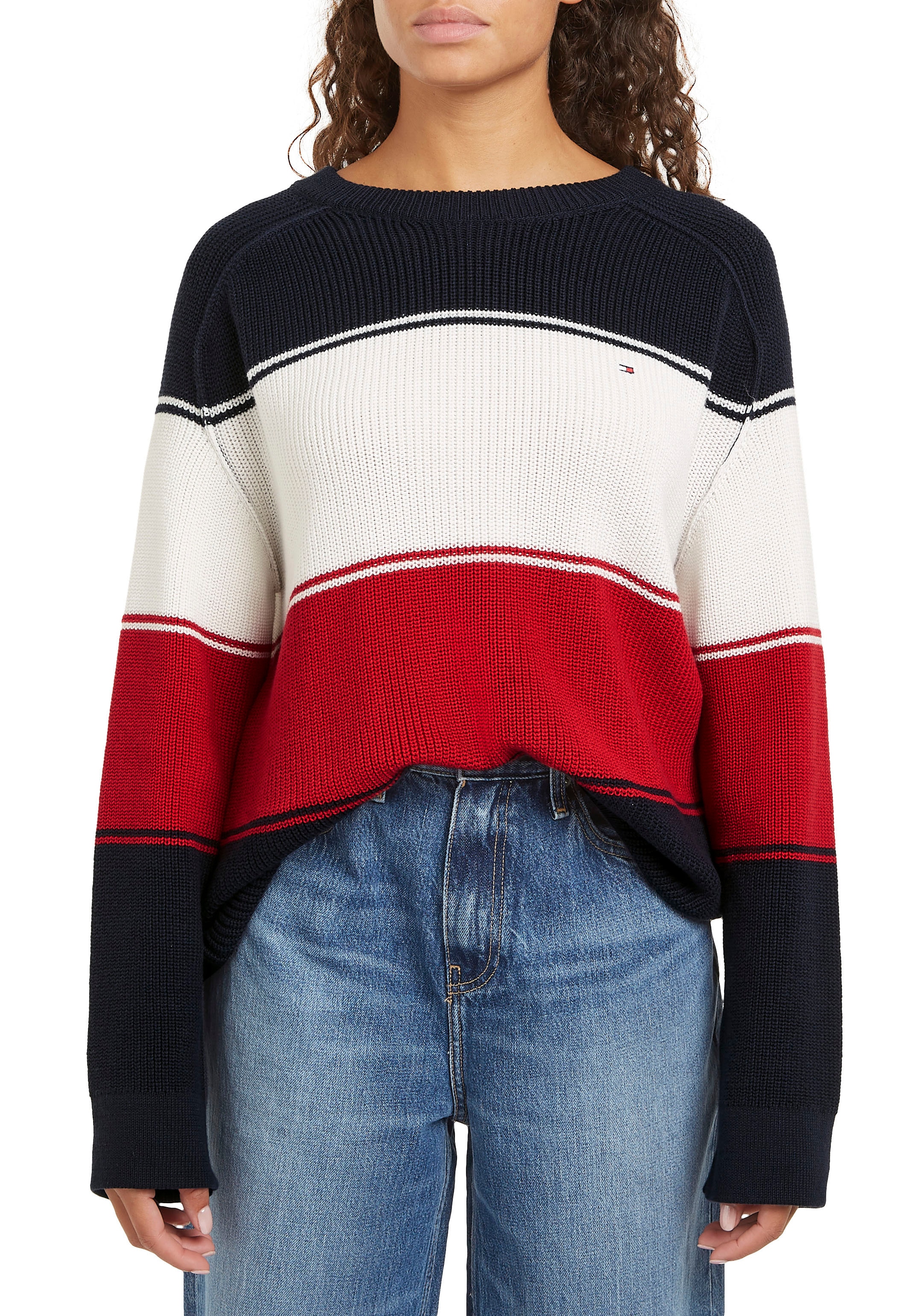 Tommy Hilfiger Rundhalspullover, (Global Serie TH WOMEN), mit Logostickerei