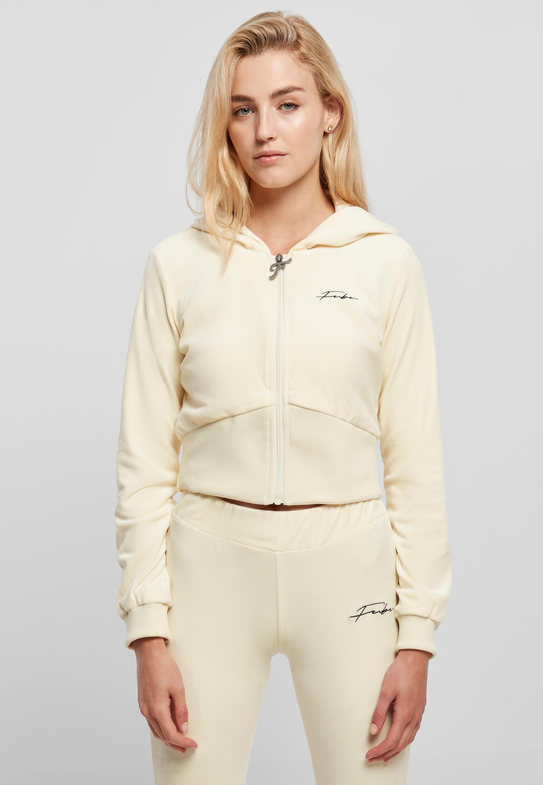 Fubu Kapuzenpullover »Fubu Damen FW224-020-1 Signature Velours Zip Hoodie offwhite« 1 Stk.