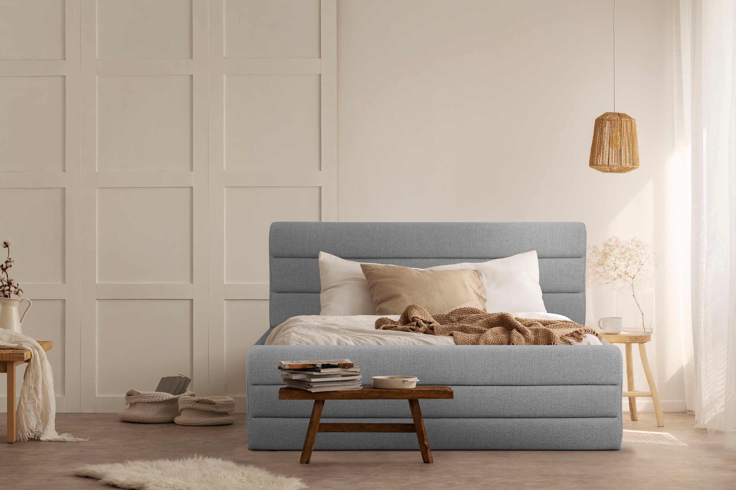 OTTO products Polsterbett "Merrit" Quernaht im Kopf- und Fußteil, in 5 Brei günstig online kaufen