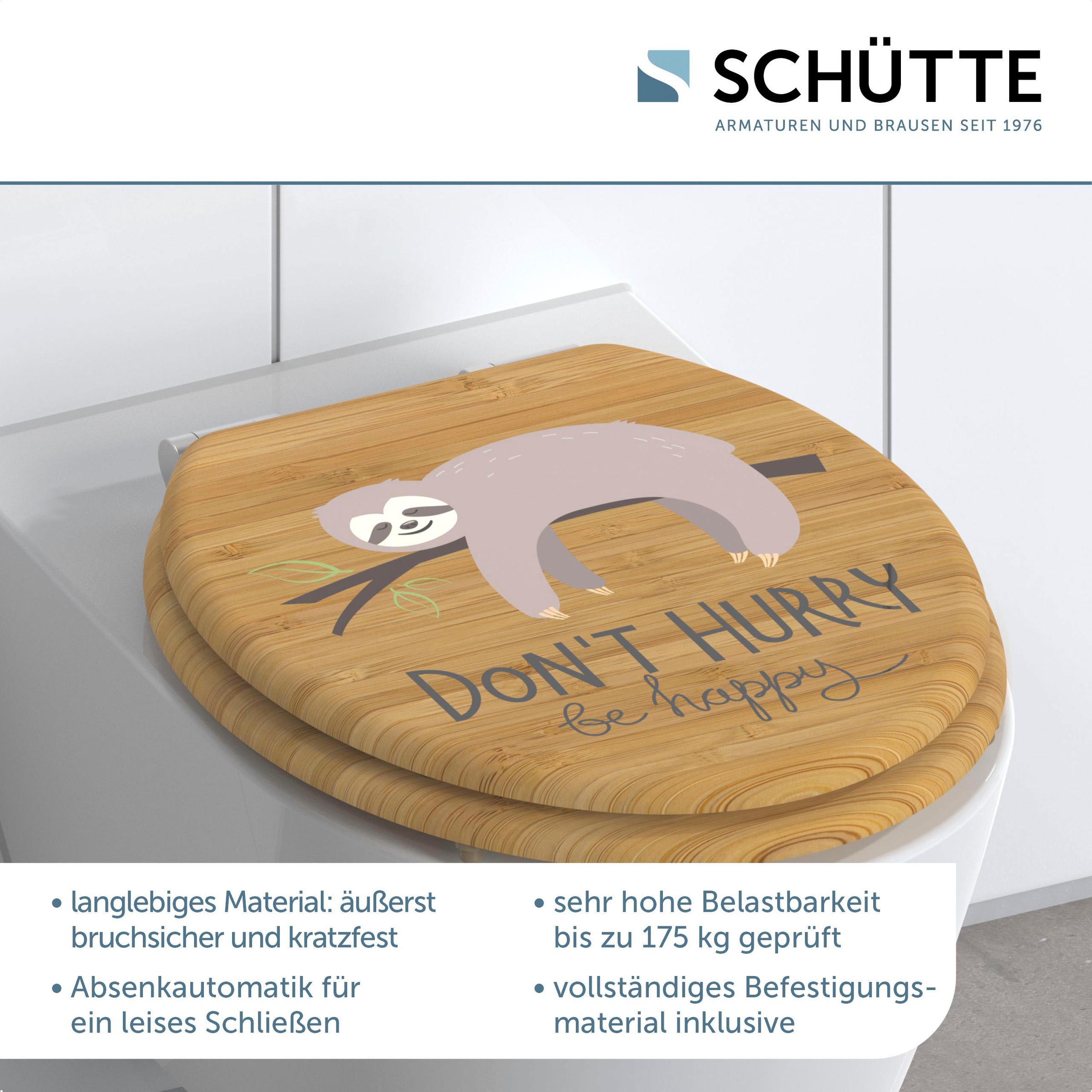 Schütte WC-Sitz »Don`t Hurry«, Absenkautomatik, Holzkern, Motivdruck, MDF günstig online kaufen