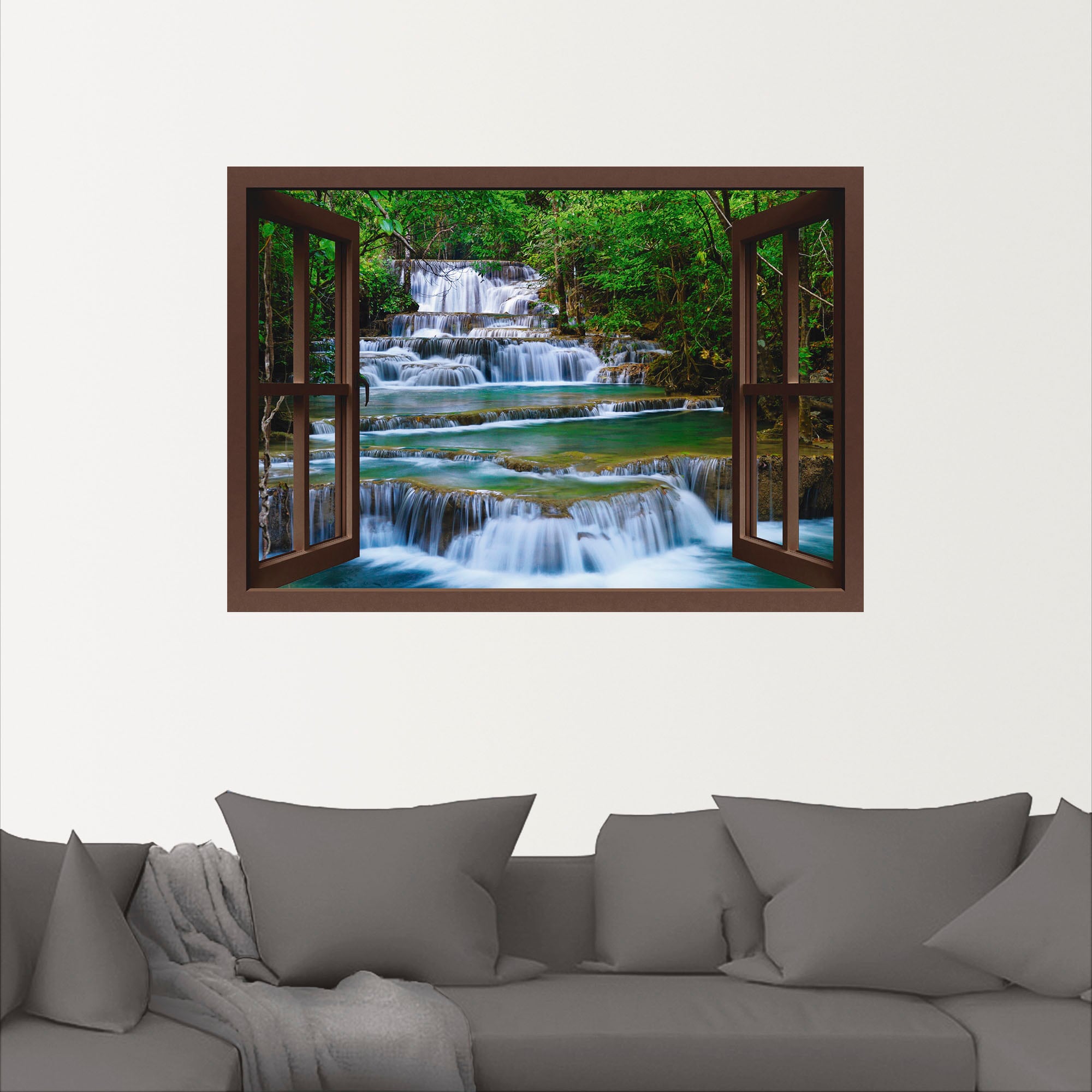 Artland Wandbild »Fensterblick Wasserfall in Kanchanaburi«, Fensterblick, ( günstig online kaufen