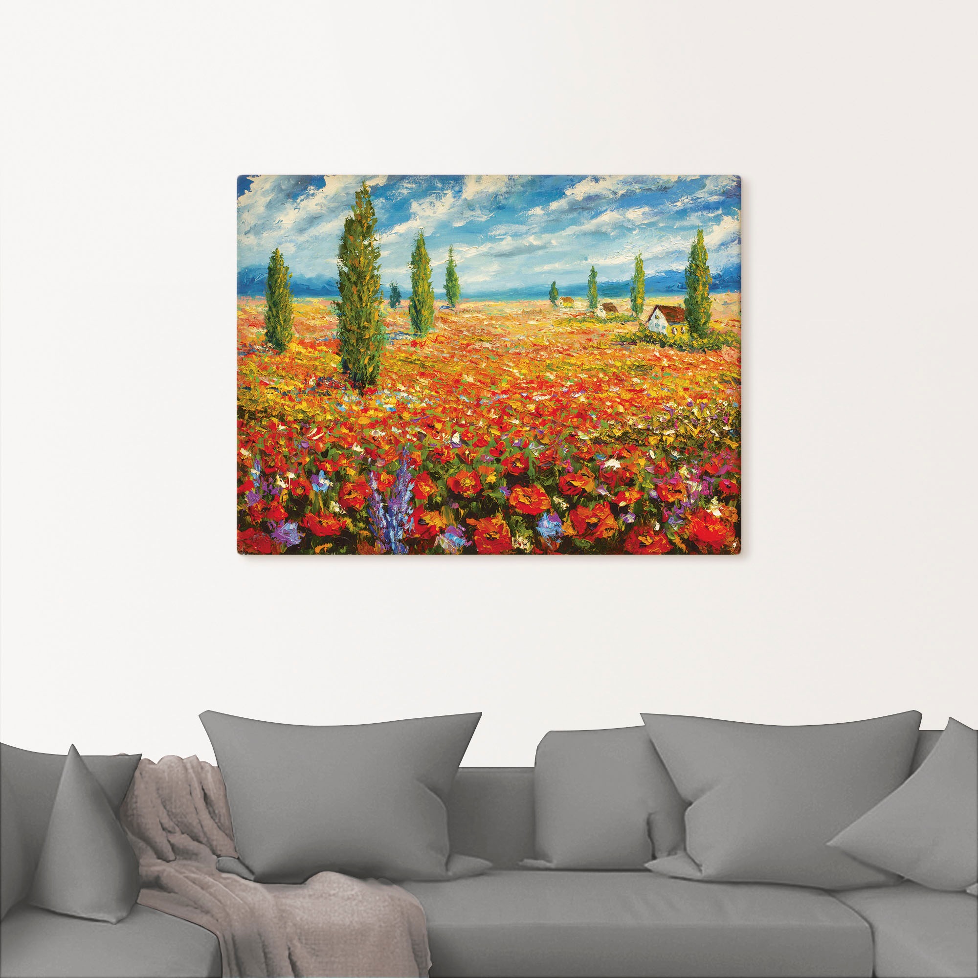 Artland Leinwandbild »Mohnblumenwiese«, Blumenwiese, (1 St.), auf Keilrahme günstig online kaufen