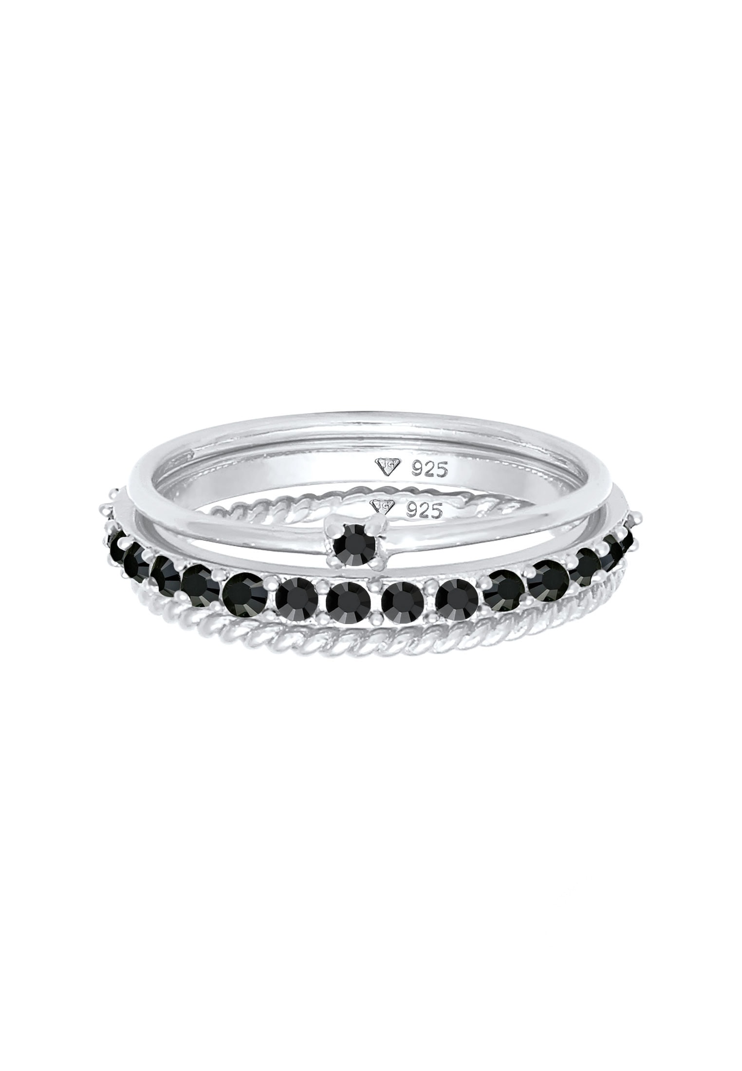 Elli Solitärring »Stapelring 3er Set 925 Silber, mit Kristallen von Swarovski®«
