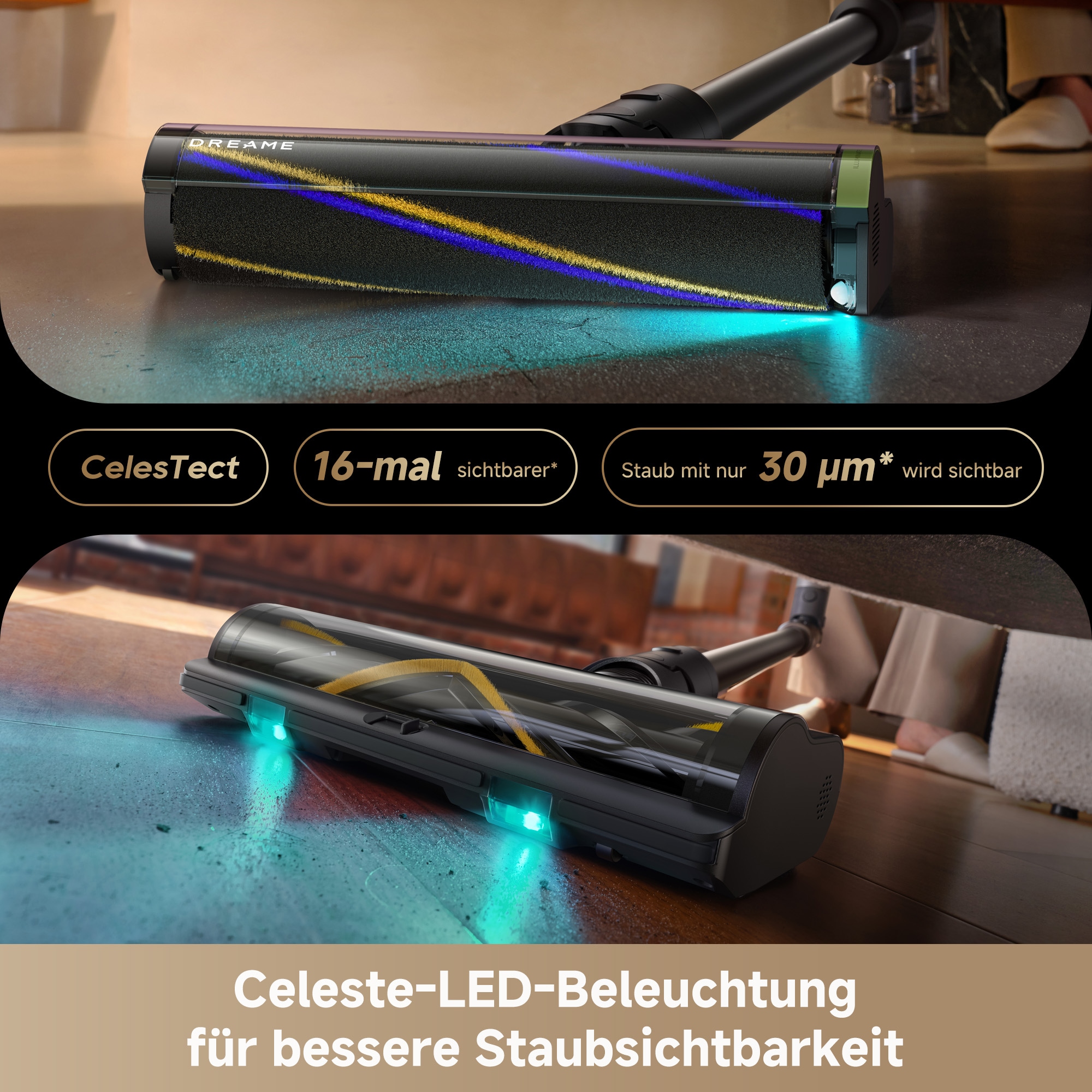 Dreame Akku-Stielstaubsauger »R20 Slim« 190 AW, beleuchtete Bürsten, HEPA-Filter