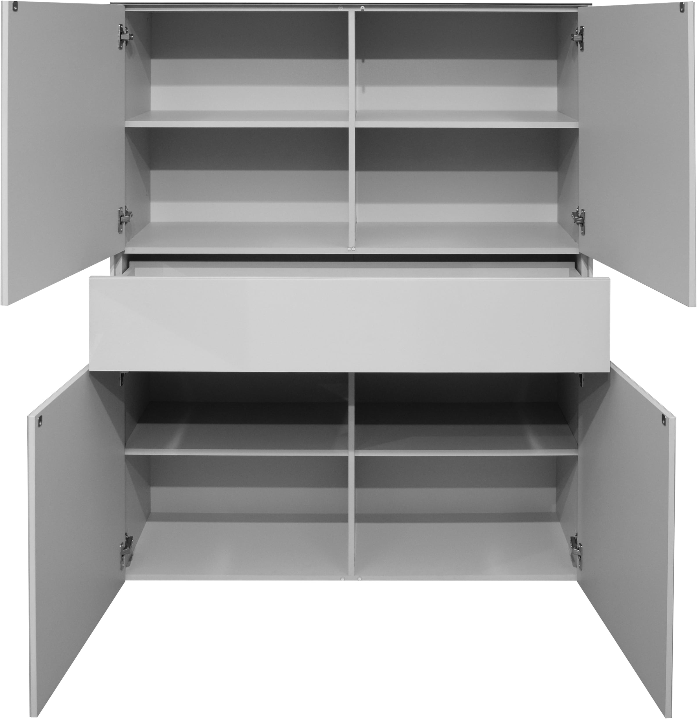 Mäusbacher Highboard »Imola TOPSELLER!«, Mäusbacher Highboard, Breite 121 cm, mit Glasfront und Glasoberplatte
