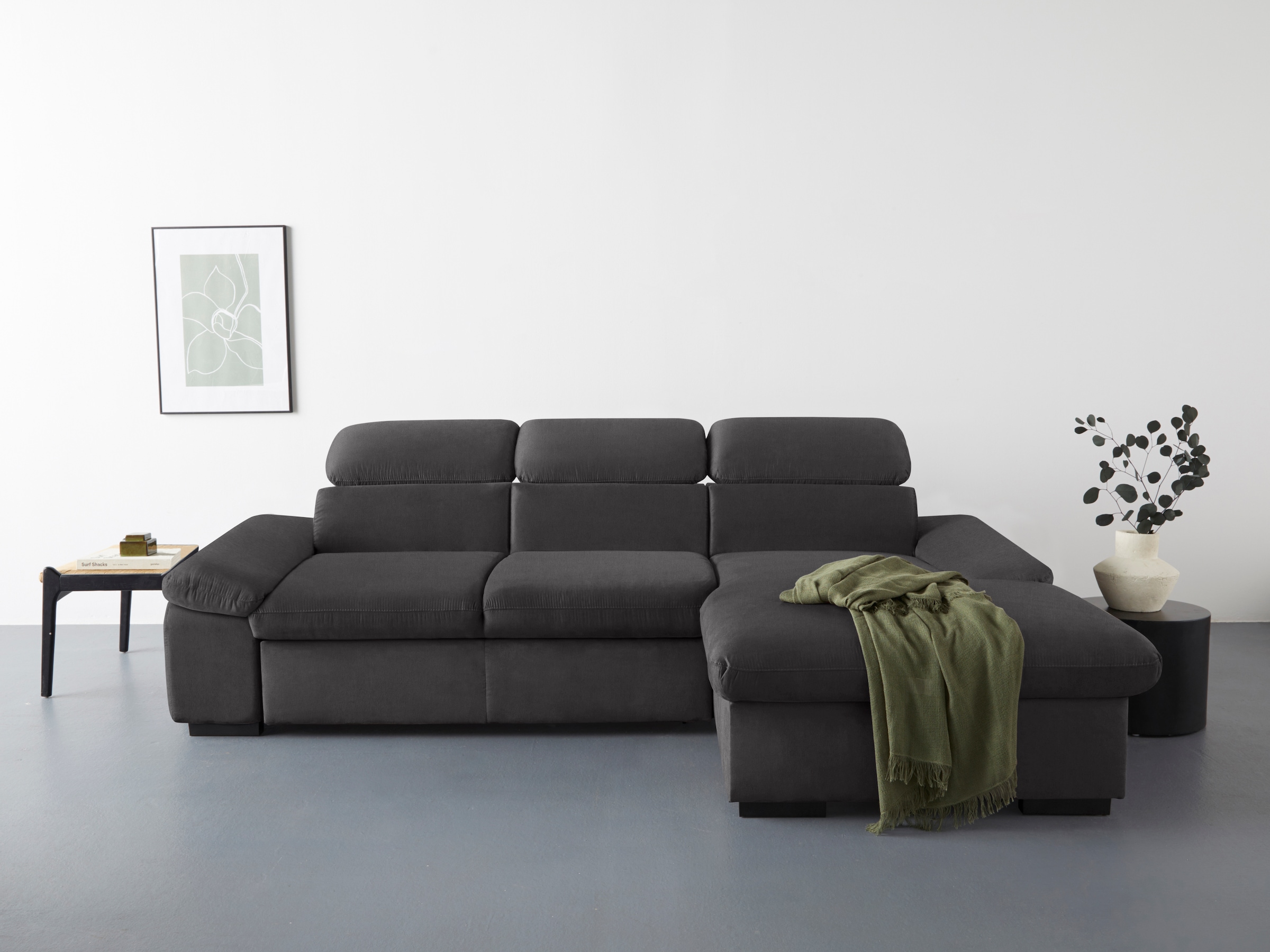 COTTA Ecksofa »Lola L-Form mit Kopfteilfunktion & Hocker« wahlweise mit Bet günstig online kaufen