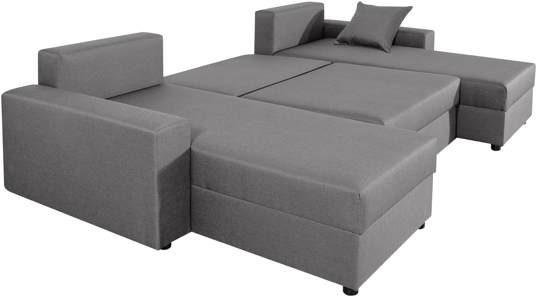 COLLECTION AB Wohnlandschaft »Pico U-Form, Breite 252, mit Armlehne Schlaffunktion, Bettkasten«, Wohnlandschaft,2 X Ottomane,Polyätherschaum Polsterung
