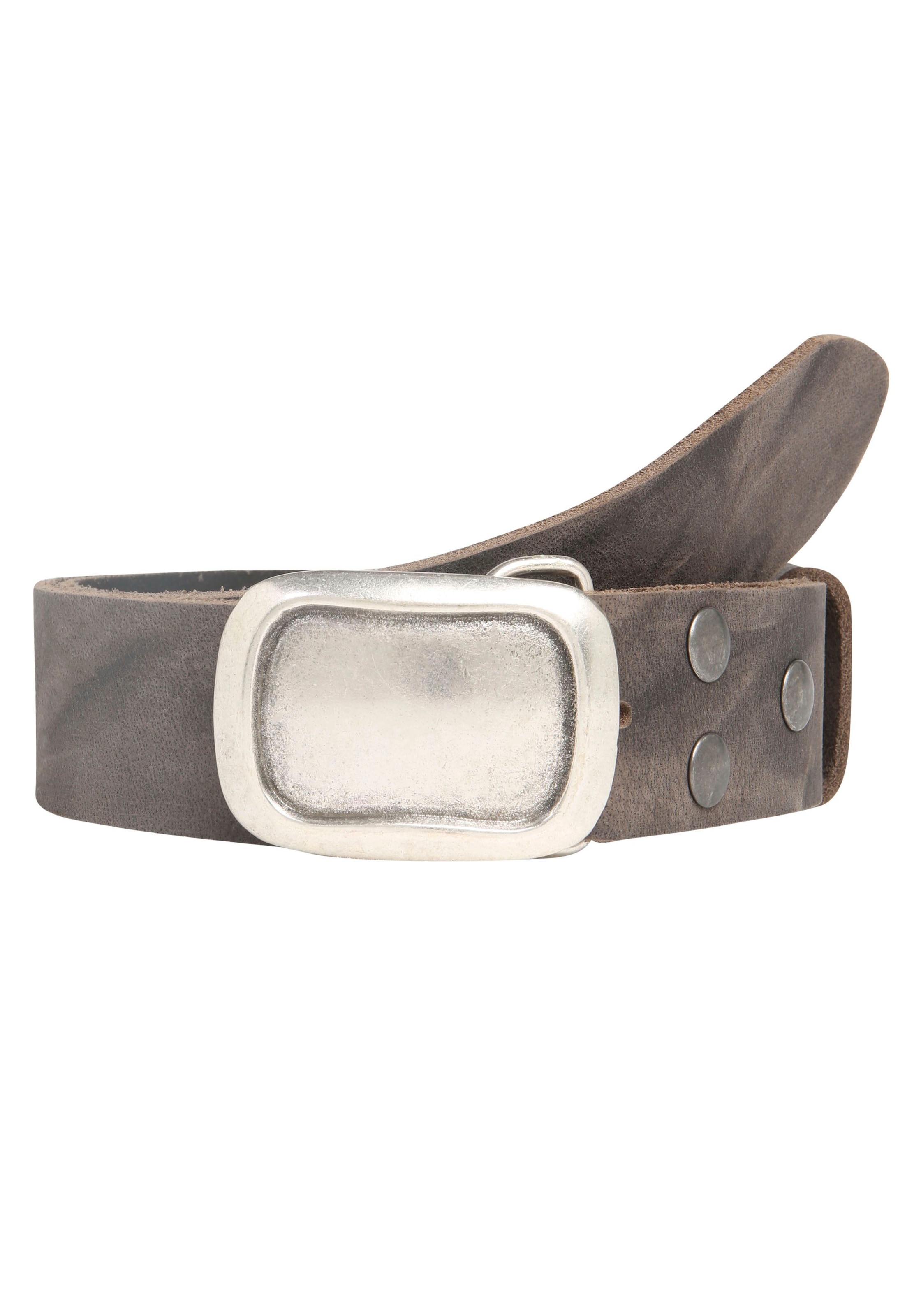 RETTUNGSRING GÜRTEL Ledergürtel rustikaler Look grau