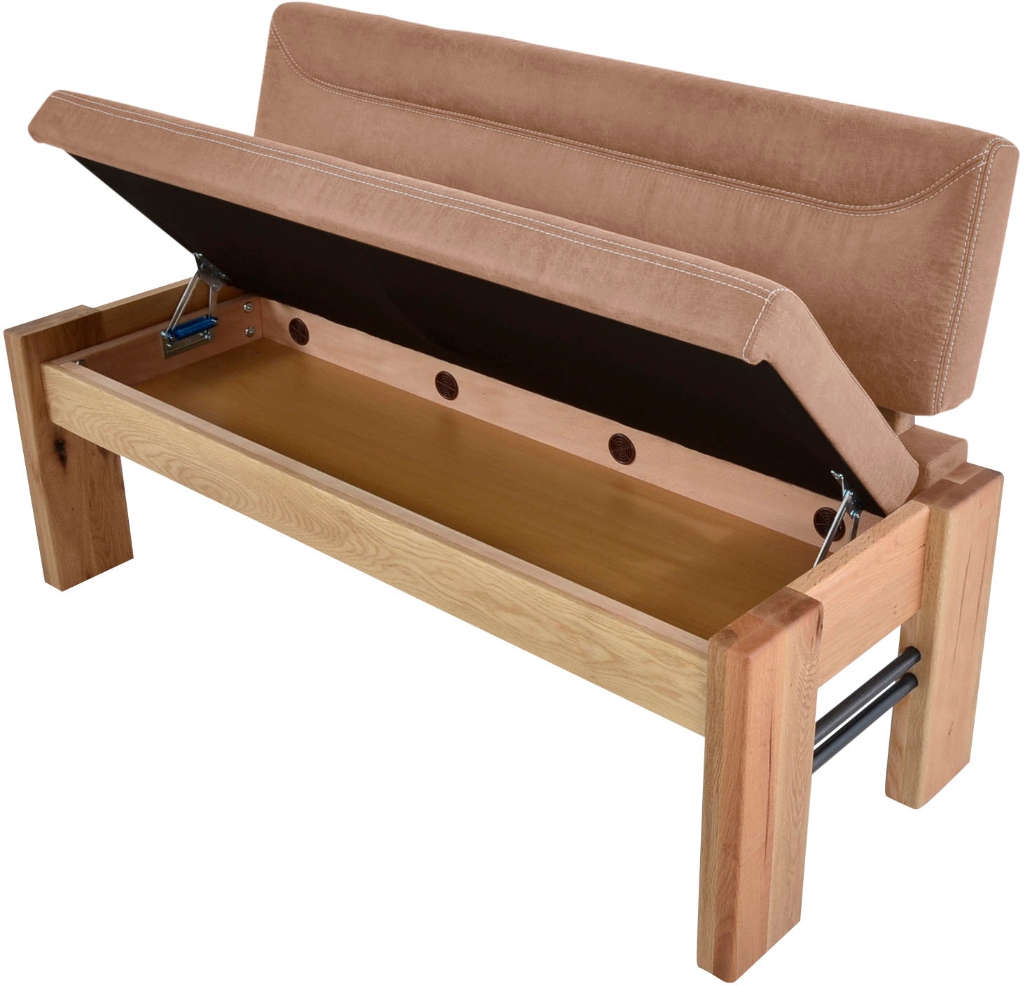 K+W Komfort & Wohnen Polsterbank, gepolsterte Stauraumbank, Massivholz, in 2 Breiten 161cm oder 181cm