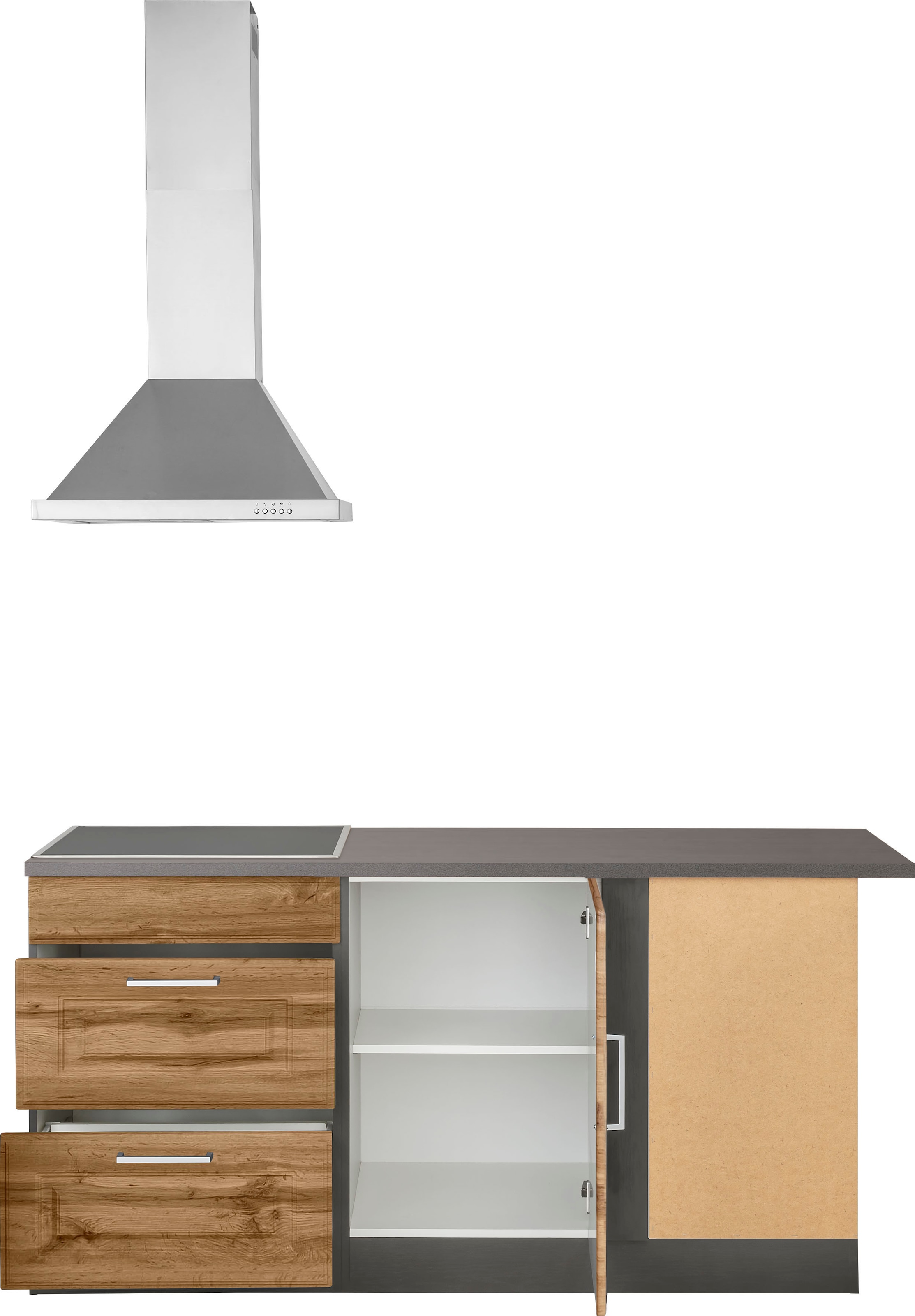 KOCHSTATION Winkelküche »KS-Stockholm« Stellbreite 230/170 cm, mit hochwertigen MDF Fronten im Landhaus-Stil