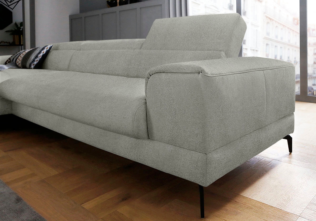 W.SCHILLIG Ecksofa »piedroo, Designsofa mit tollem Sitzkomfort, bequem, L-Form«, Kopfteilverstellung, wahlweise mit Sitztiefenverstellung, Breite 343cm