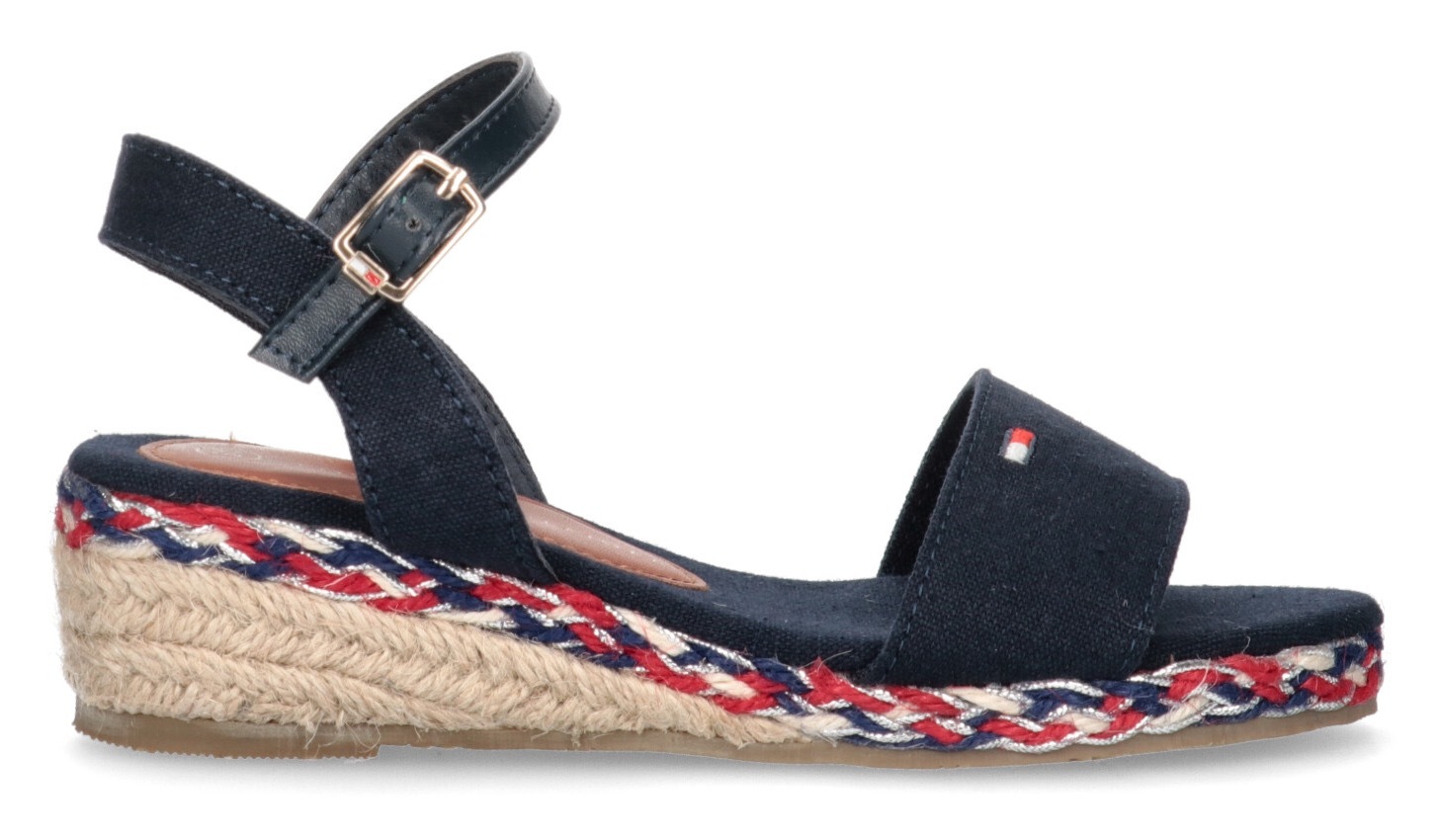 Tommy Hilfiger Keilsandalette »ROPE WEDGE SANDAL«, Sommerschuh, Sandale, Keilabsatz, mit geflochtener Umrandung