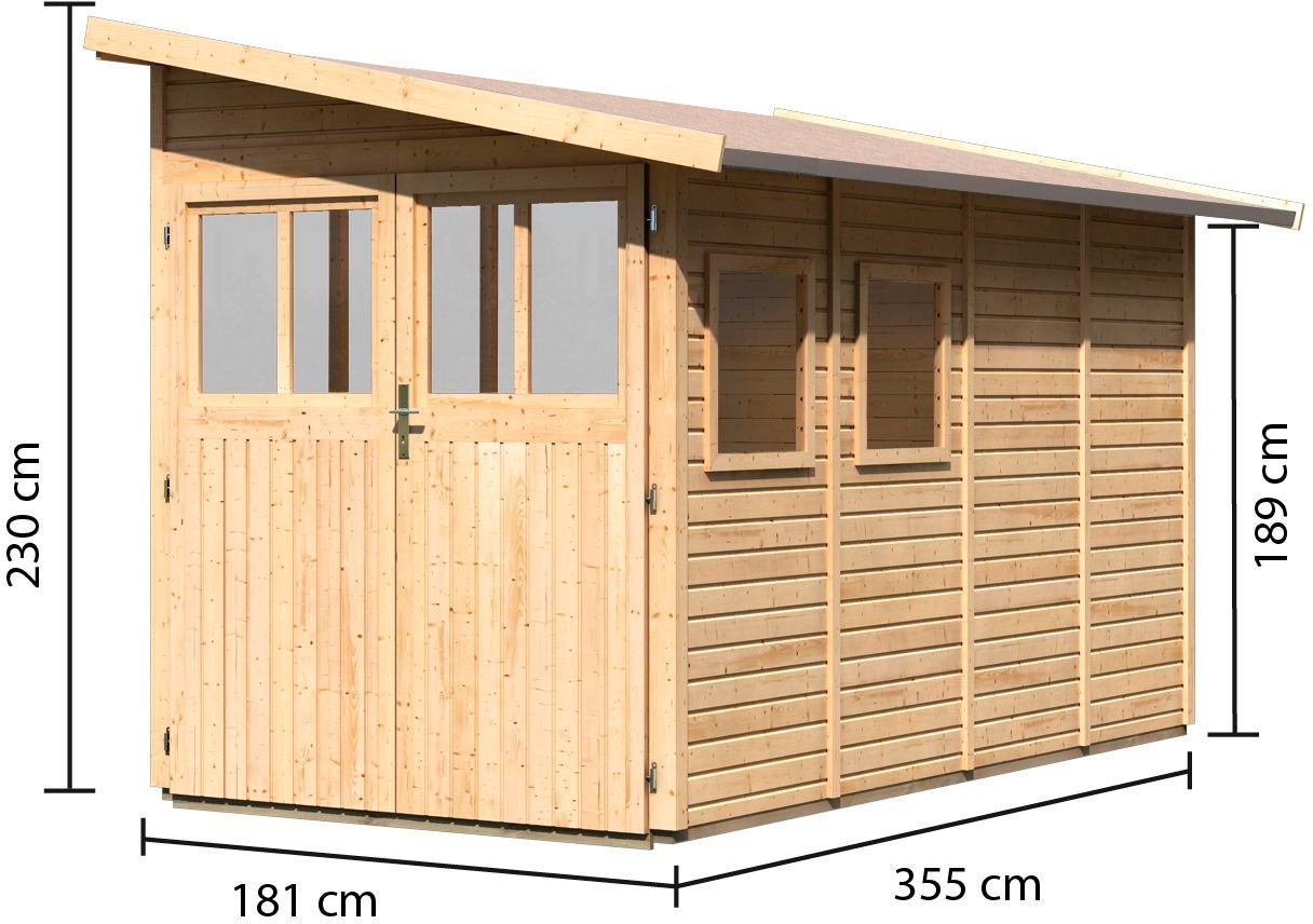 Karibu Gartenhaus »Wurmberg 4«, terragrau oder naturbelassen