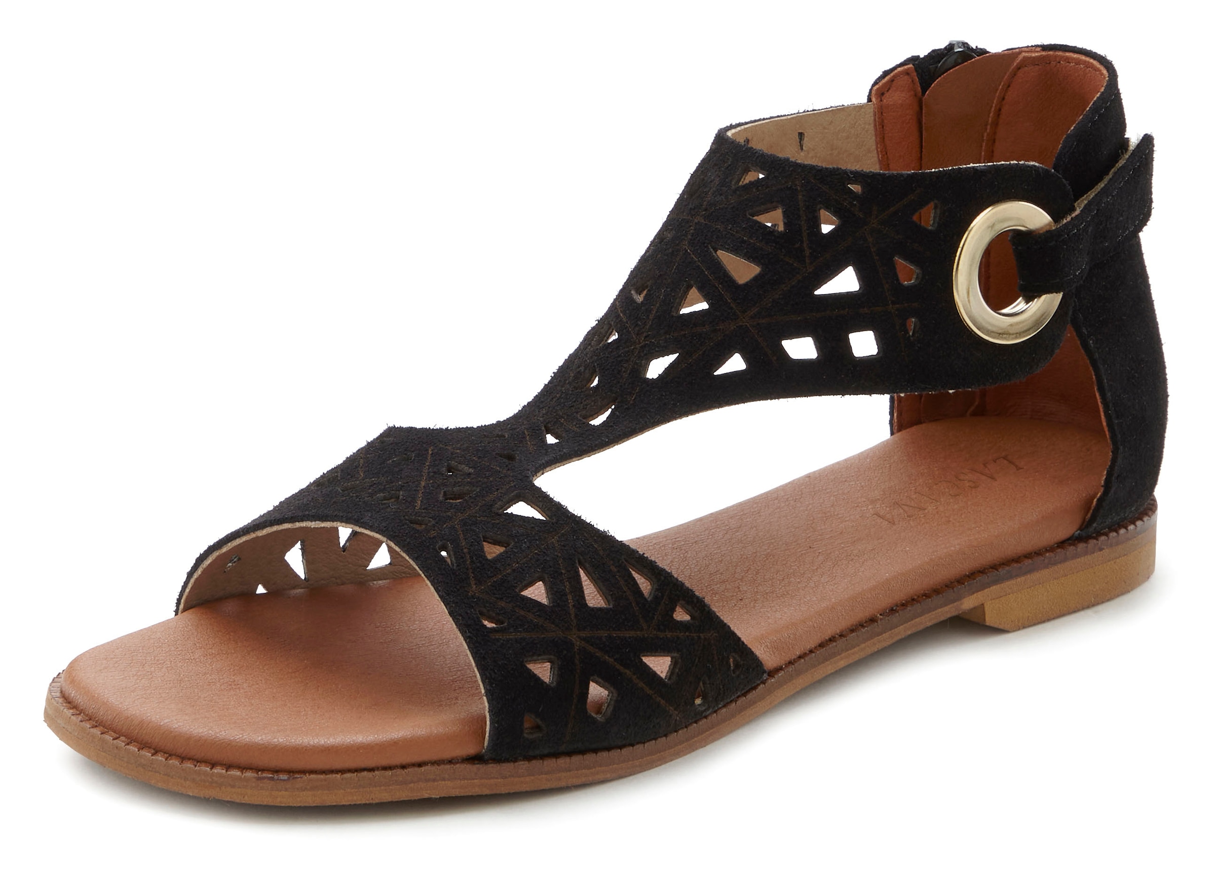 LASCANA Sandale, Sandalette, Sommerschuh aus hochwertigem Leder mit Cut-Outs