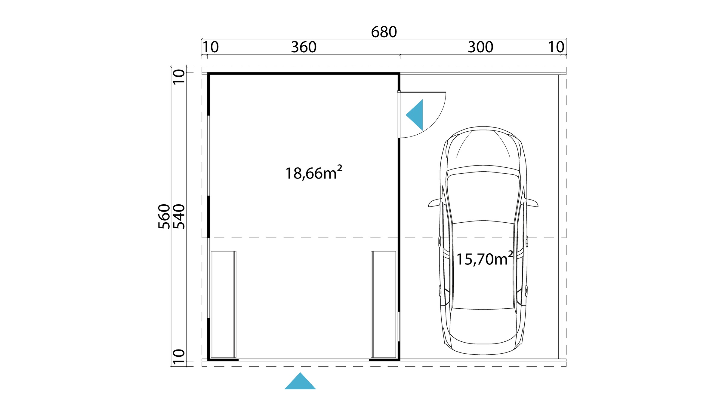 Nordic Holz Garage »BAHAMAS«, BxT: 680x560 cm, 205 cm Einfahrtshöhe, mit Sektionaltor