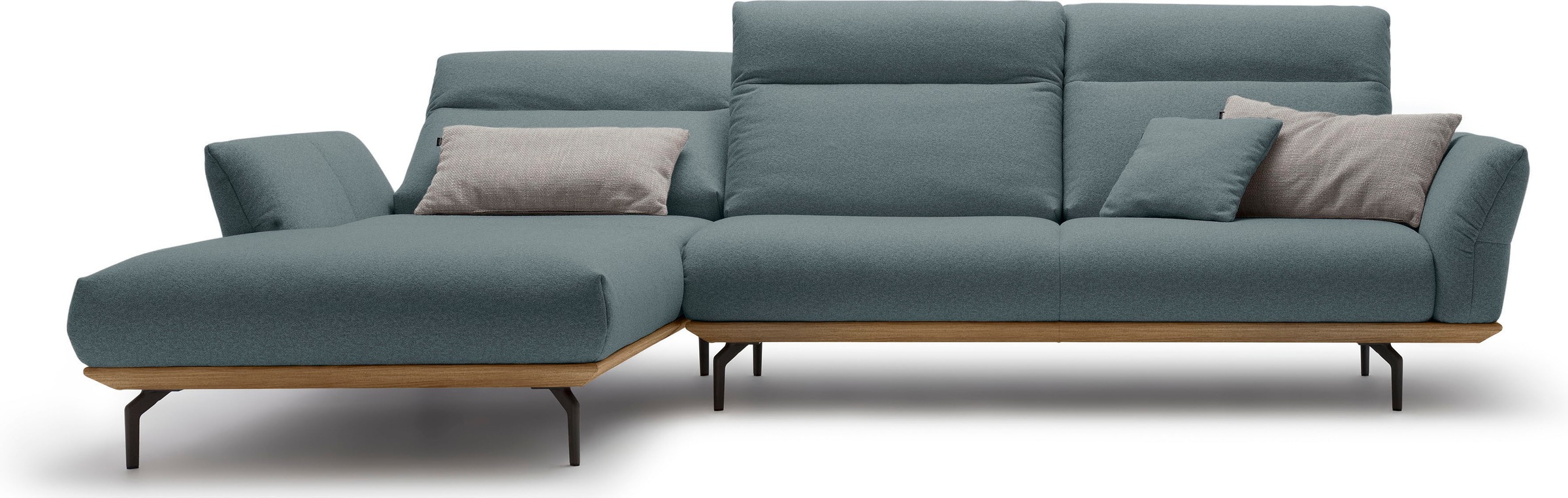 Creation BY ROLF BENZ Ecksofa »hs.460«, Sockel in Nussbaum, Winkelfüße in Umbragrau, Breite 318 cm