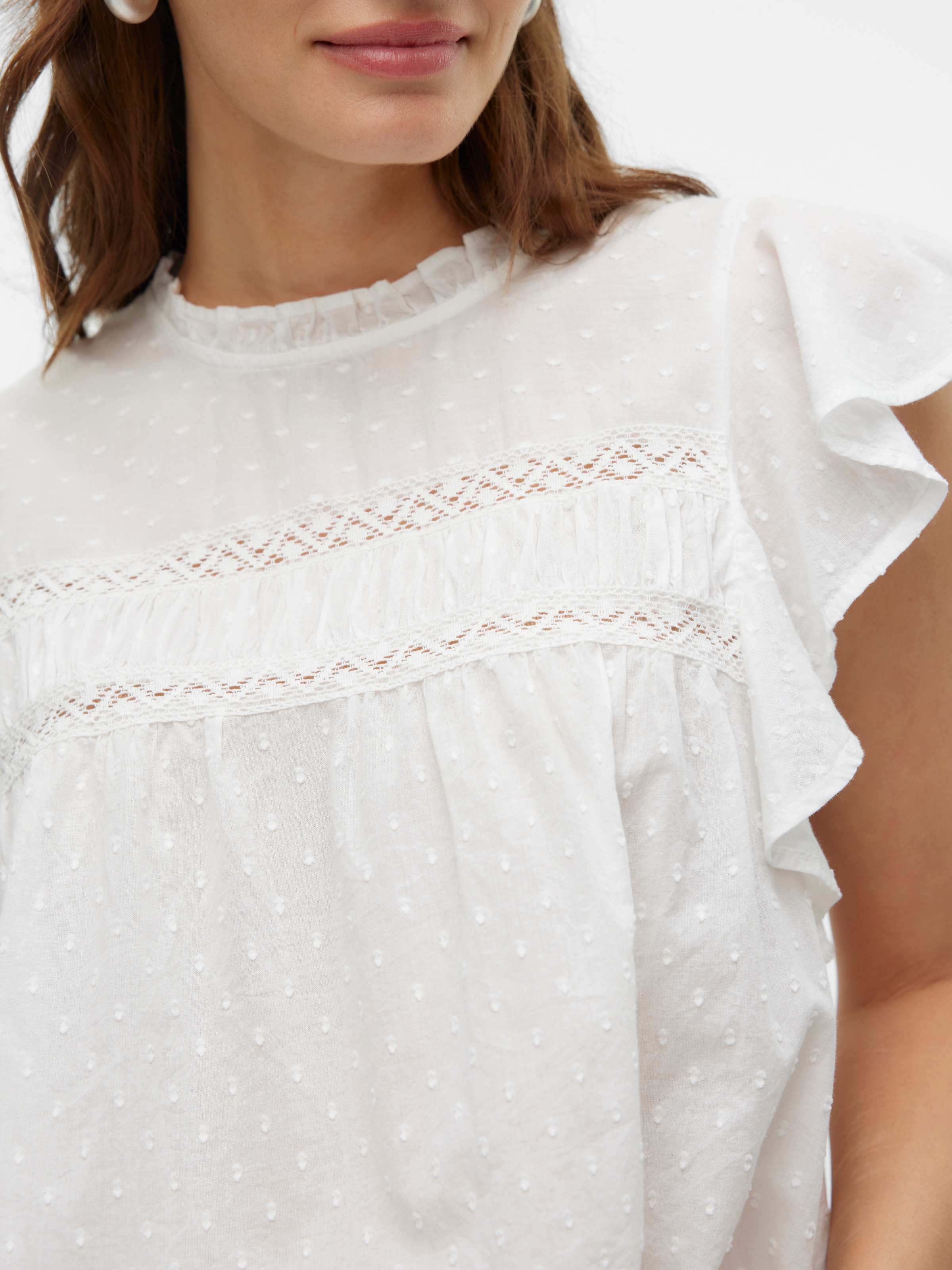 Vero Moda Blusenshirt »VMTRINE SL LACE TOP WVN NOOS«