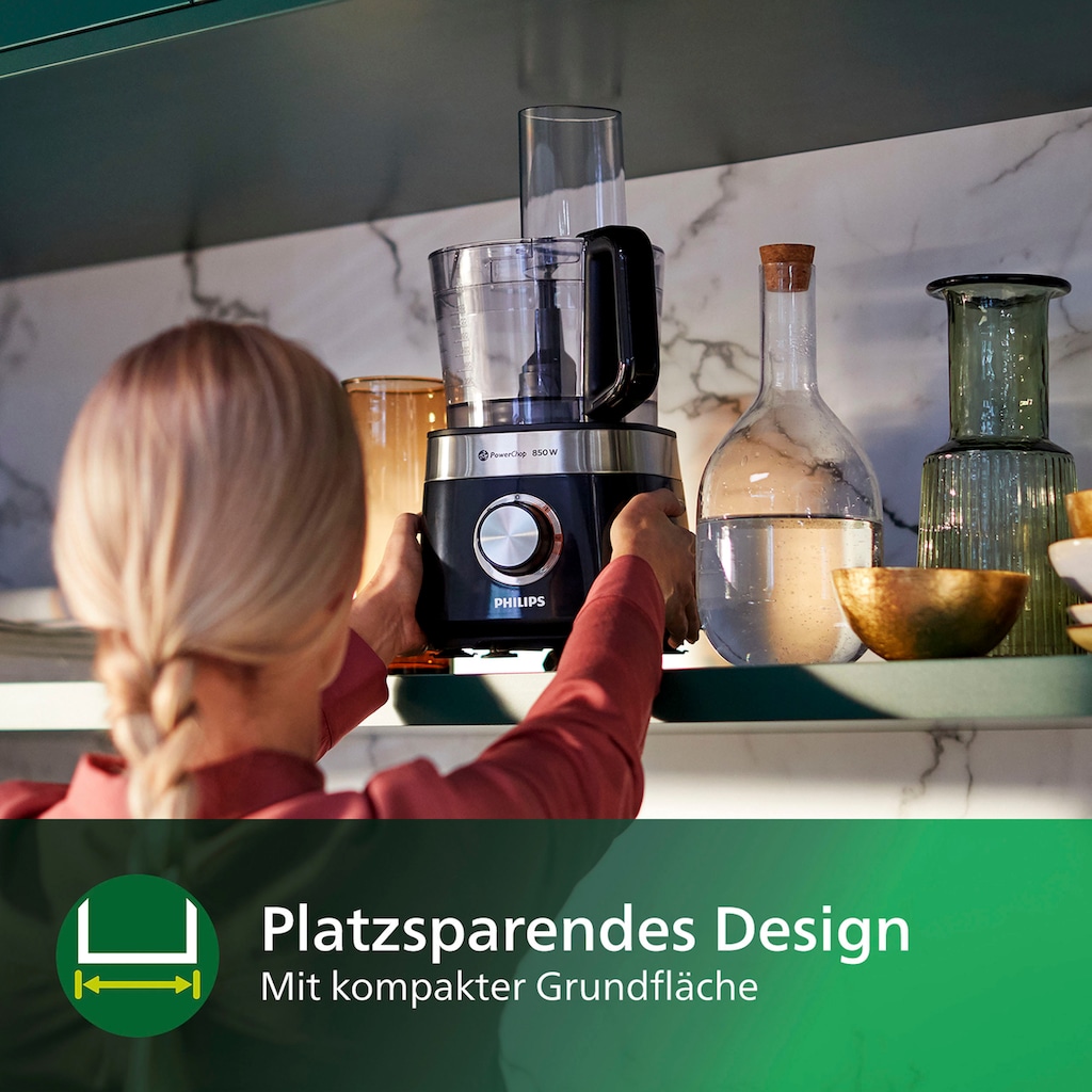 Philips Küchenmaschine »HR7510/10, Viva Collection«, 800 W, 2,1 l Schüssel, 29 Funktionen, 2-in-1 Schneidescheibe, Zitruspressenaufsatz