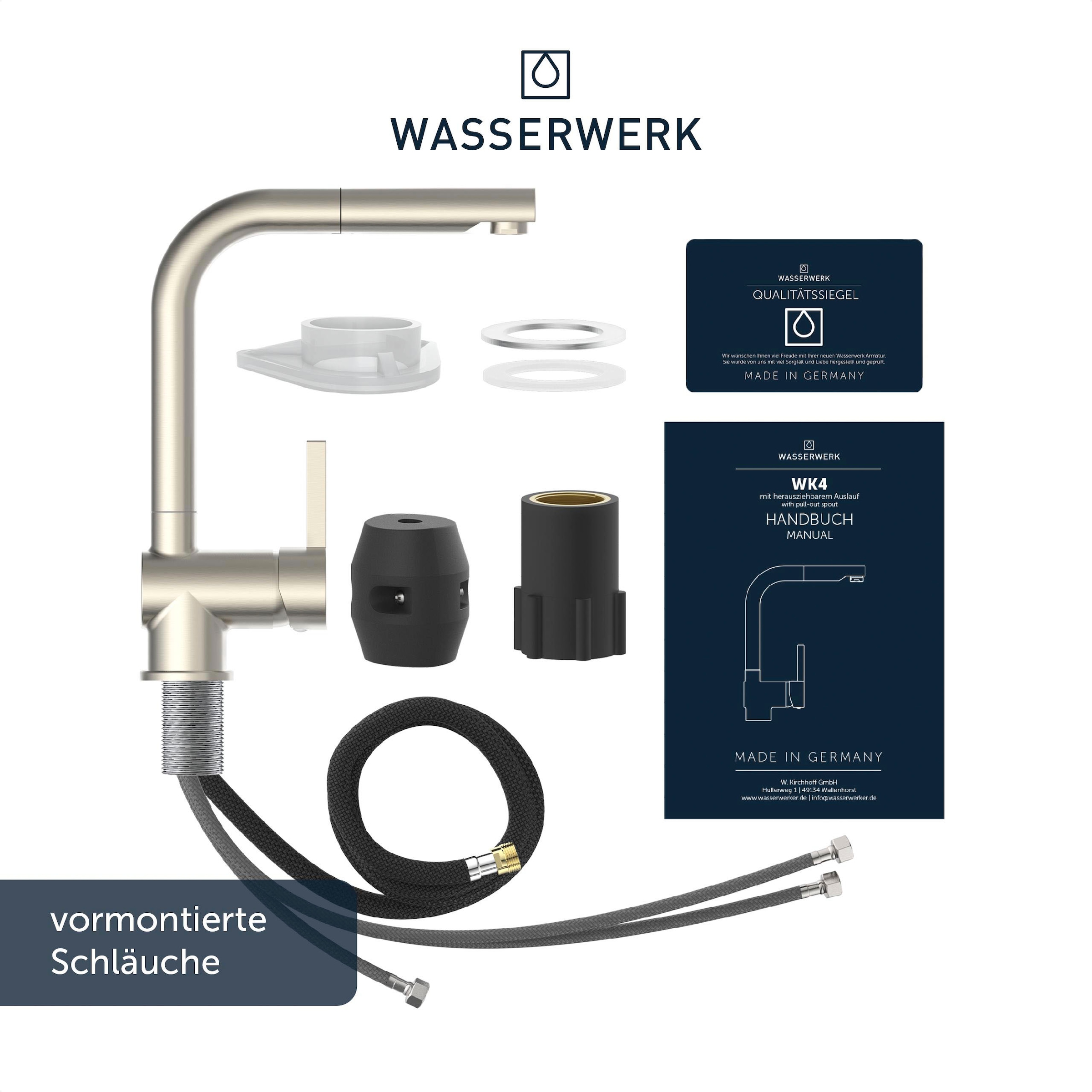 WASSERWERK Spültischarmatur »WK 4, Wasserhahn, Küche, Einhebelmischer«