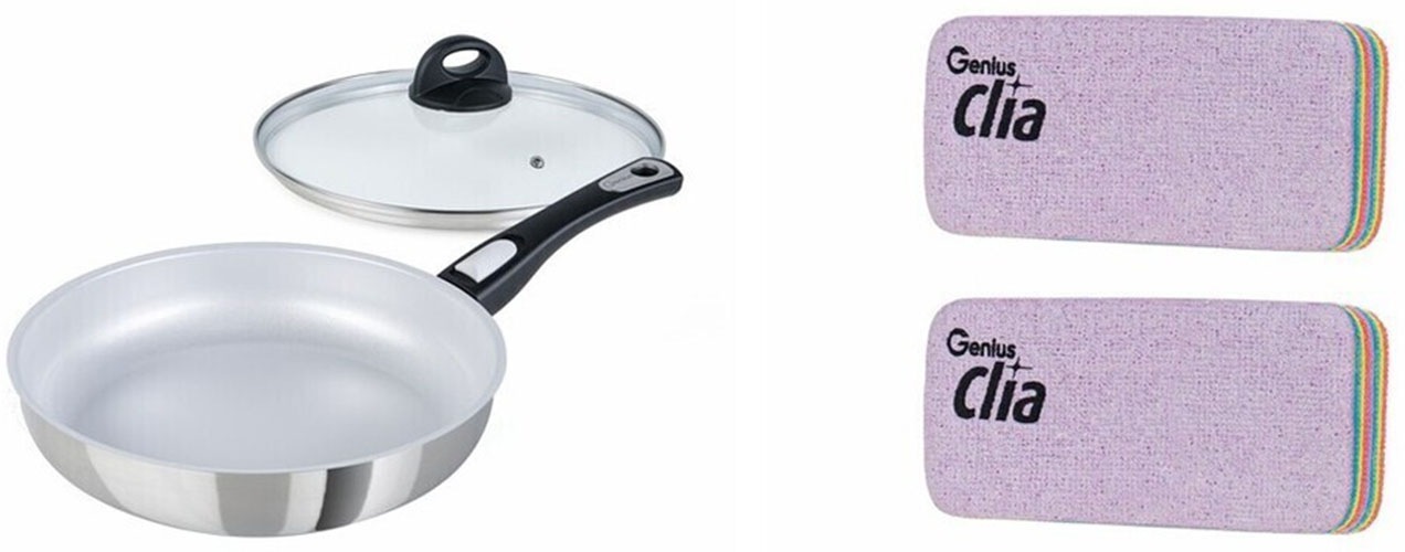 Genius Bratpfanne »Cerafit Steel, inkl. Rainbow Schwämme, Set 4-tlg.« Edels günstig online kaufen