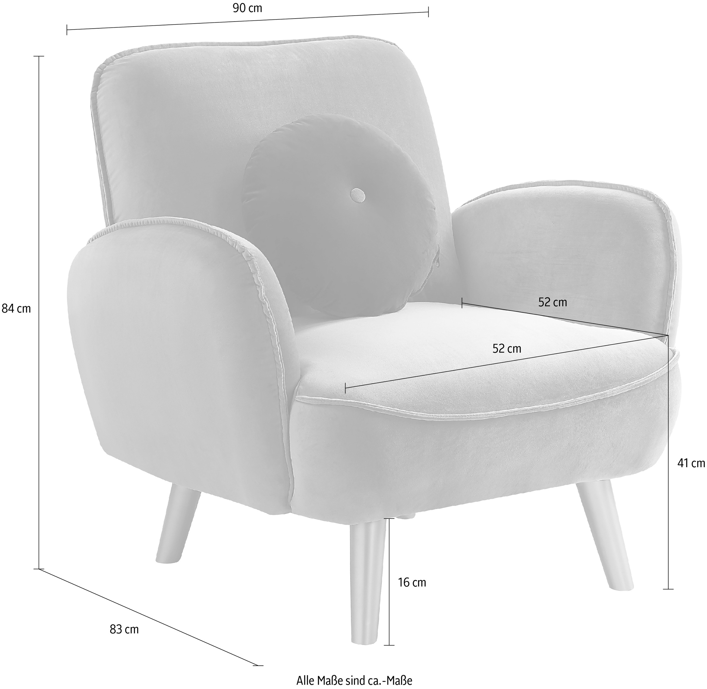 ATLANTIC home collection Sessel »Ben« mit Welleunterfederung, inkl. Dekokissen und goldene Massivholzfüße