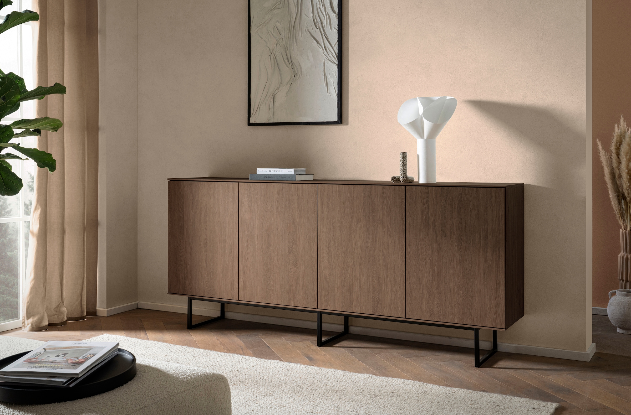 Home affaire Sideboard »Lund, moderner Schrank, Kommode mit Kufengestell« optisch dünner Oberboden, hochwertige Optik, ausreichend Stauraum