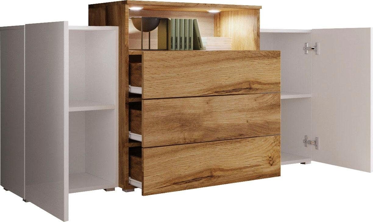 INOSIGN Sideboard »URBAN III«, Moderne Kommode mit 3 Schubladen und 4 Fächern, Breite 150 cm