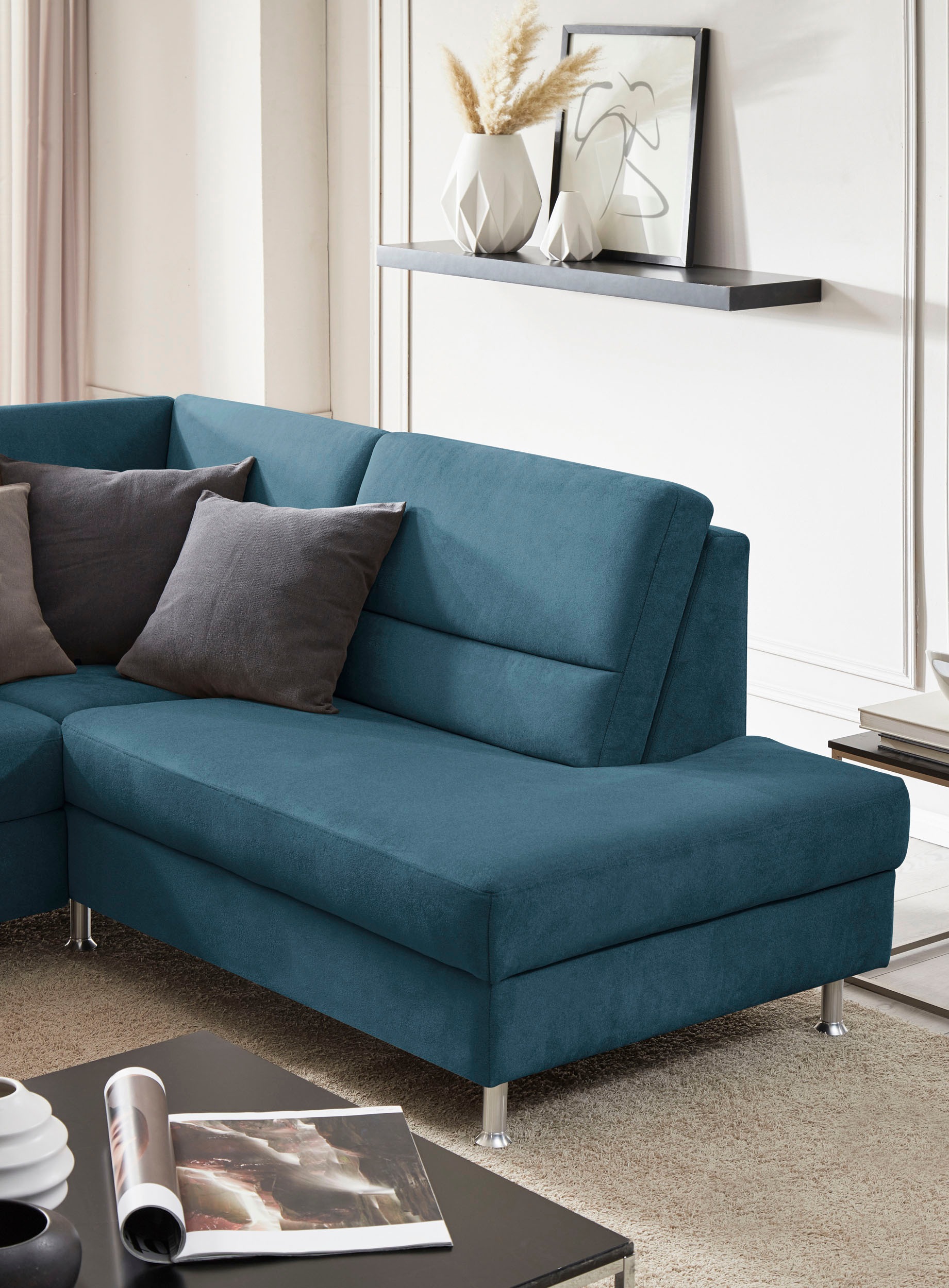 CALIZZA INTERIORS Ecksofa »Onyx L-Form«, Ottomane links oder rechts, wahlweise mit Bettfunktion, Breite 257 cm