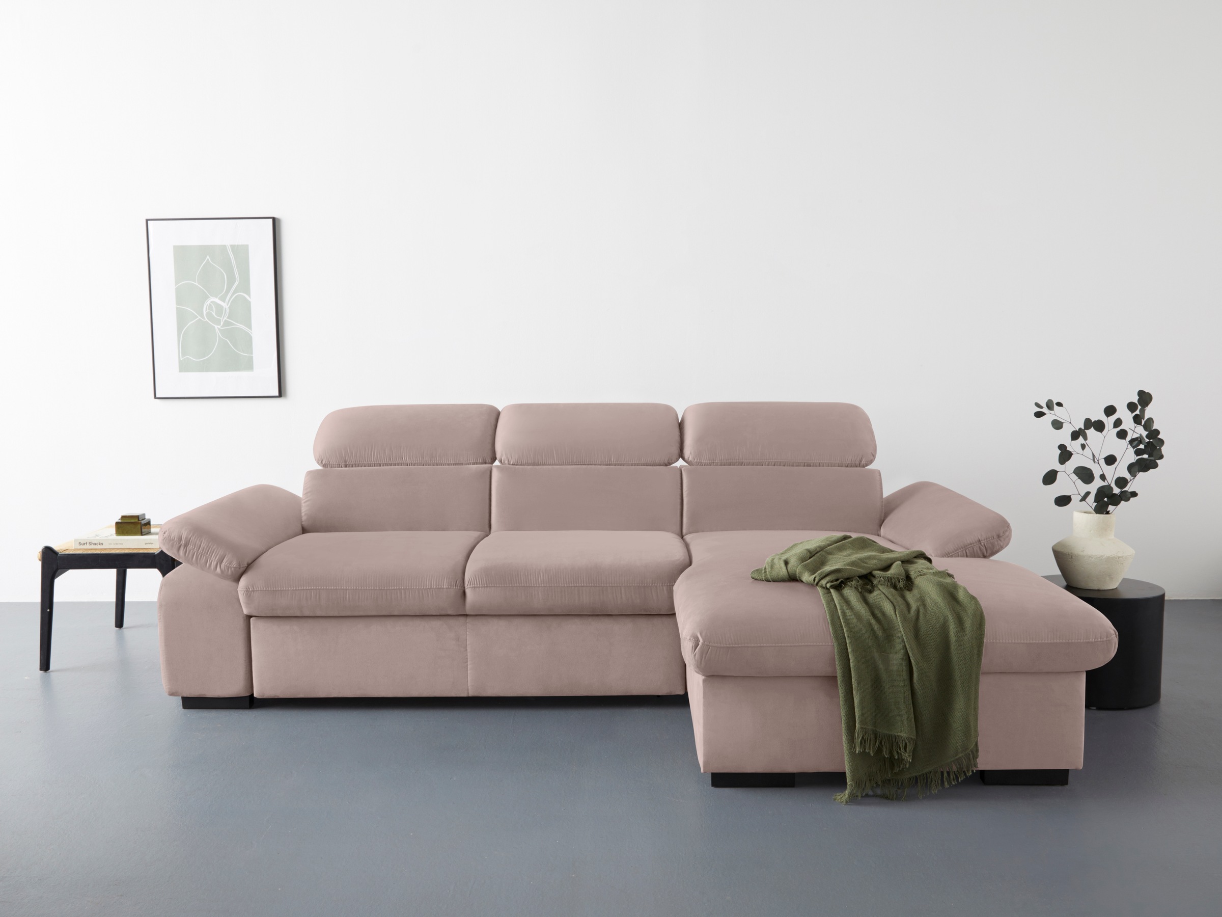 COTTA Ecksofa »Lola L-Form mit Kopfteilfunktion & Hocker«, (Set, mit Hocker günstig online kaufen