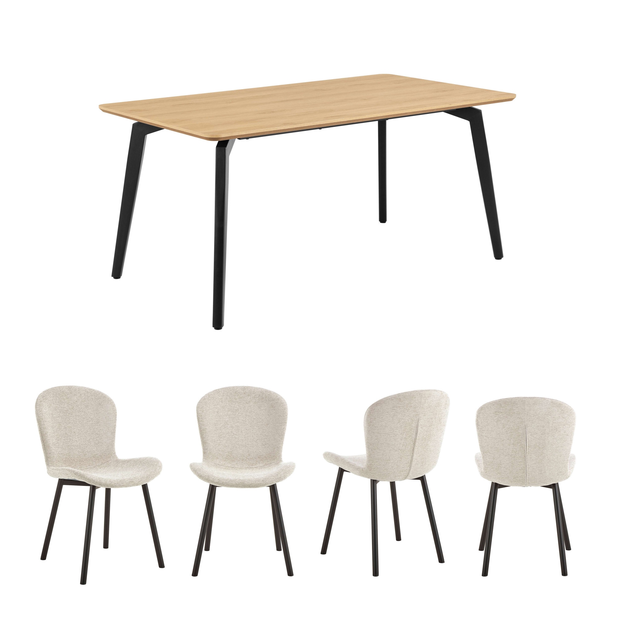 ACTONA GROUP Esszimmer-Set »Essgruppe, Speisetisch mit Wohnzimmerstühlen«, (Set, 5 St., 1x Tisch + 4x Stühle), 1x Tisch + 4x Stühle