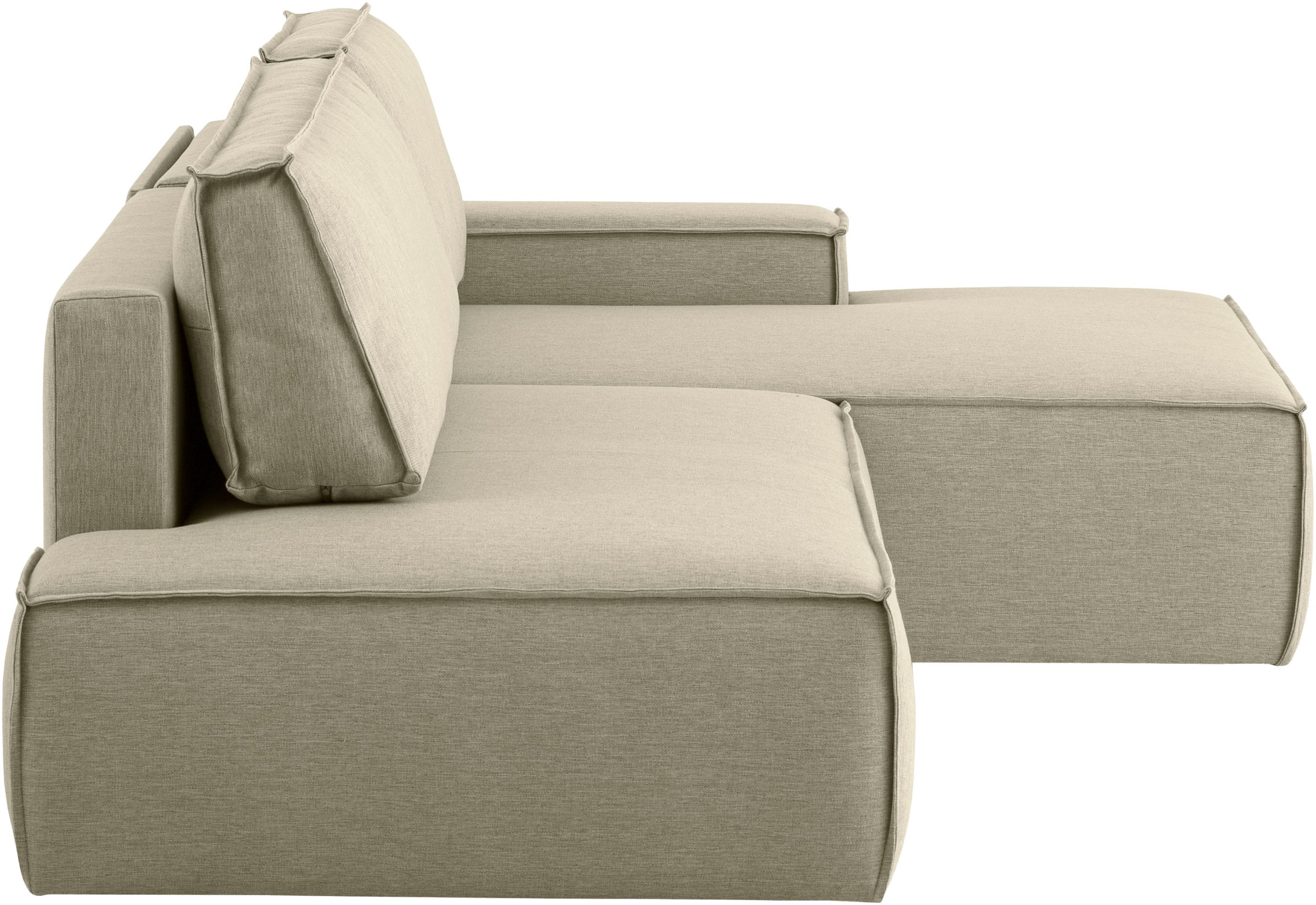 Home affaire Ecksofa »SHERWOOD, Schlafsofa in L-Form offen (275cm), Cord, Leinenoptik«, Schlaffunktion und Bettkasten, Kedernaht, hoher Sitz- & Liegekomfort